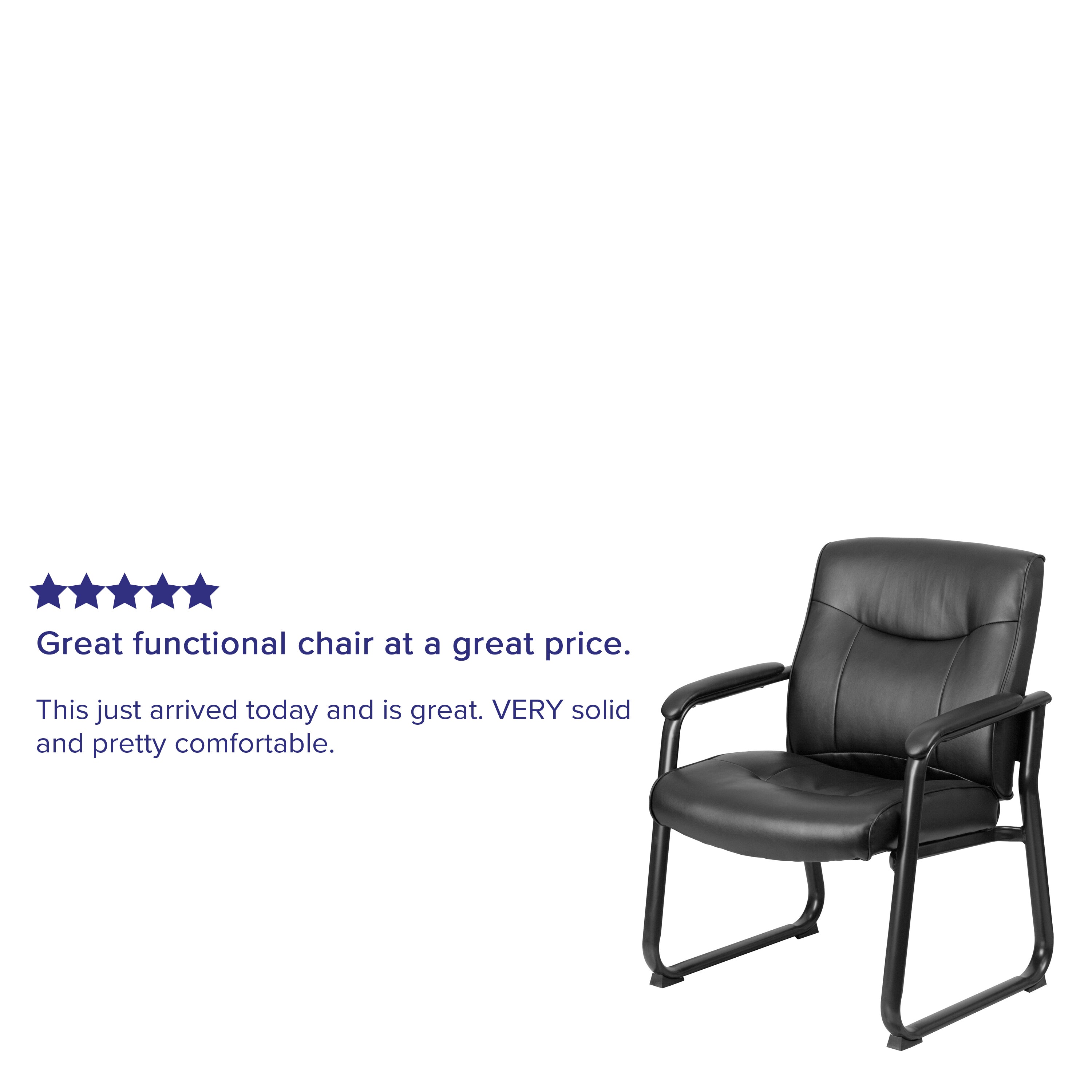 HERCULES Series Big & Tall 500 lb. Rated Black LeatherSoft Executive Side Reception Chair with Sled Base