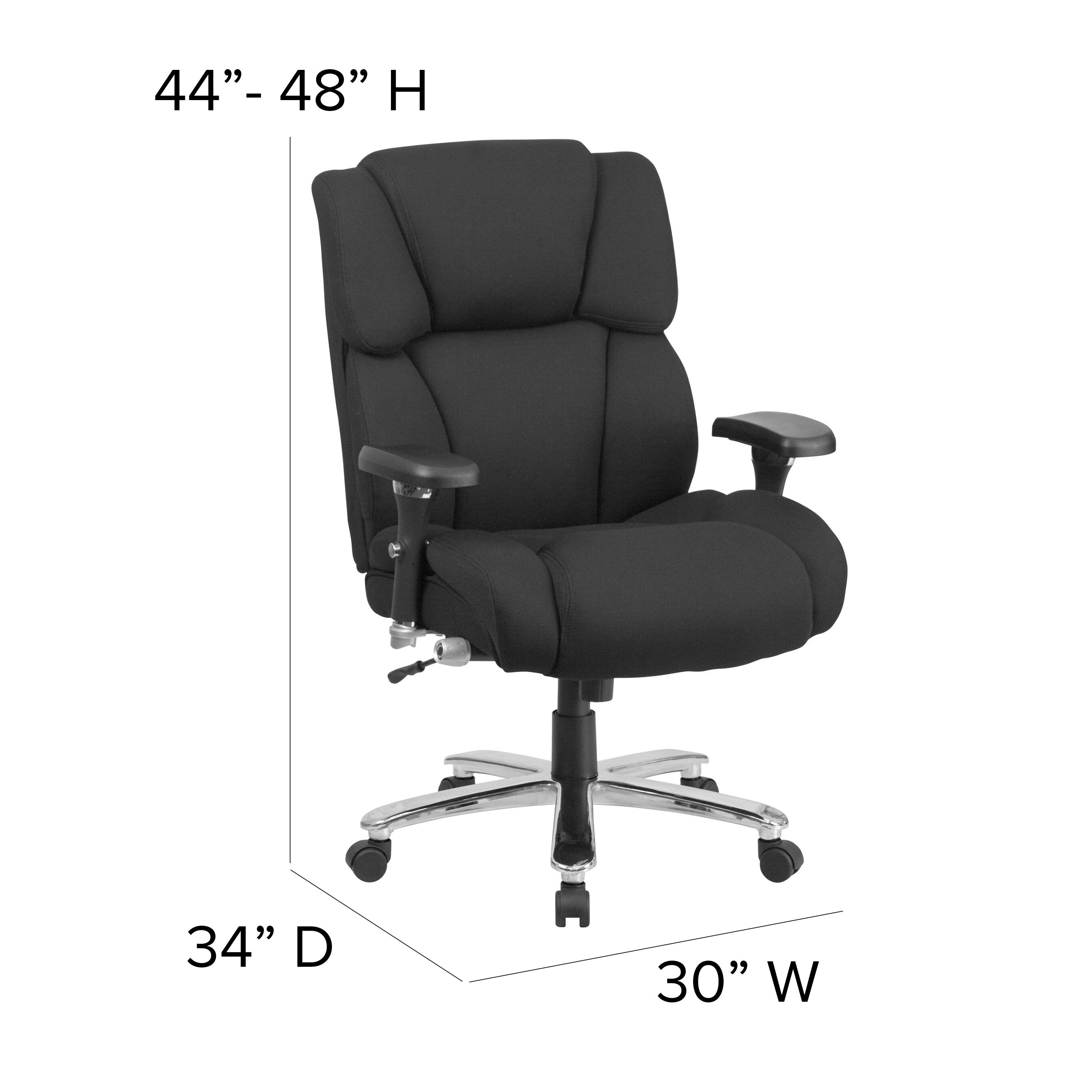 HERCULES Series 24/7 Intensive Use Big & Tall 400 lb. Rated Black Fabric Executive Ergonomic Office Chair with Lumbar Knob