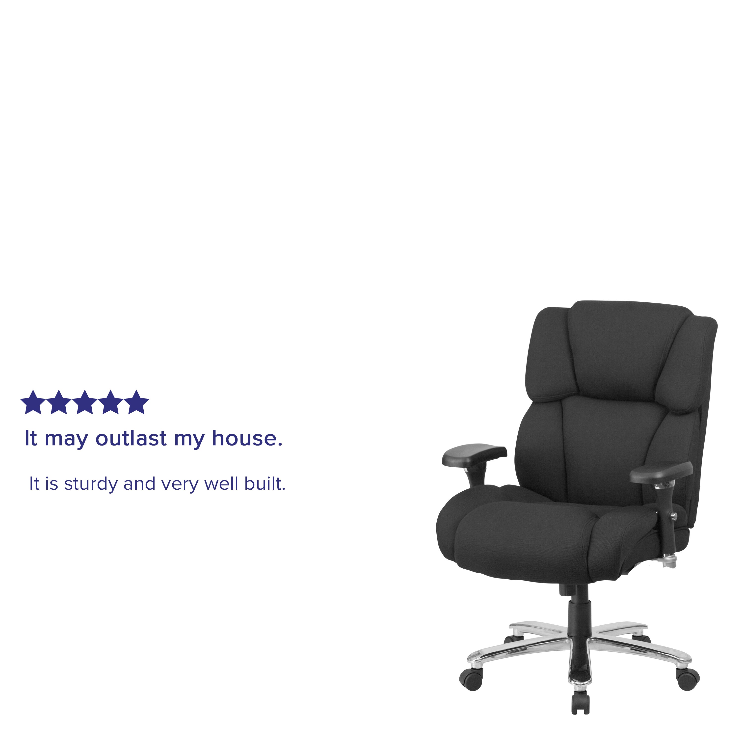 HERCULES Series 24/7 Intensive Use Big & Tall 400 lb. Rated Black Fabric Executive Ergonomic Office Chair with Lumbar Knob