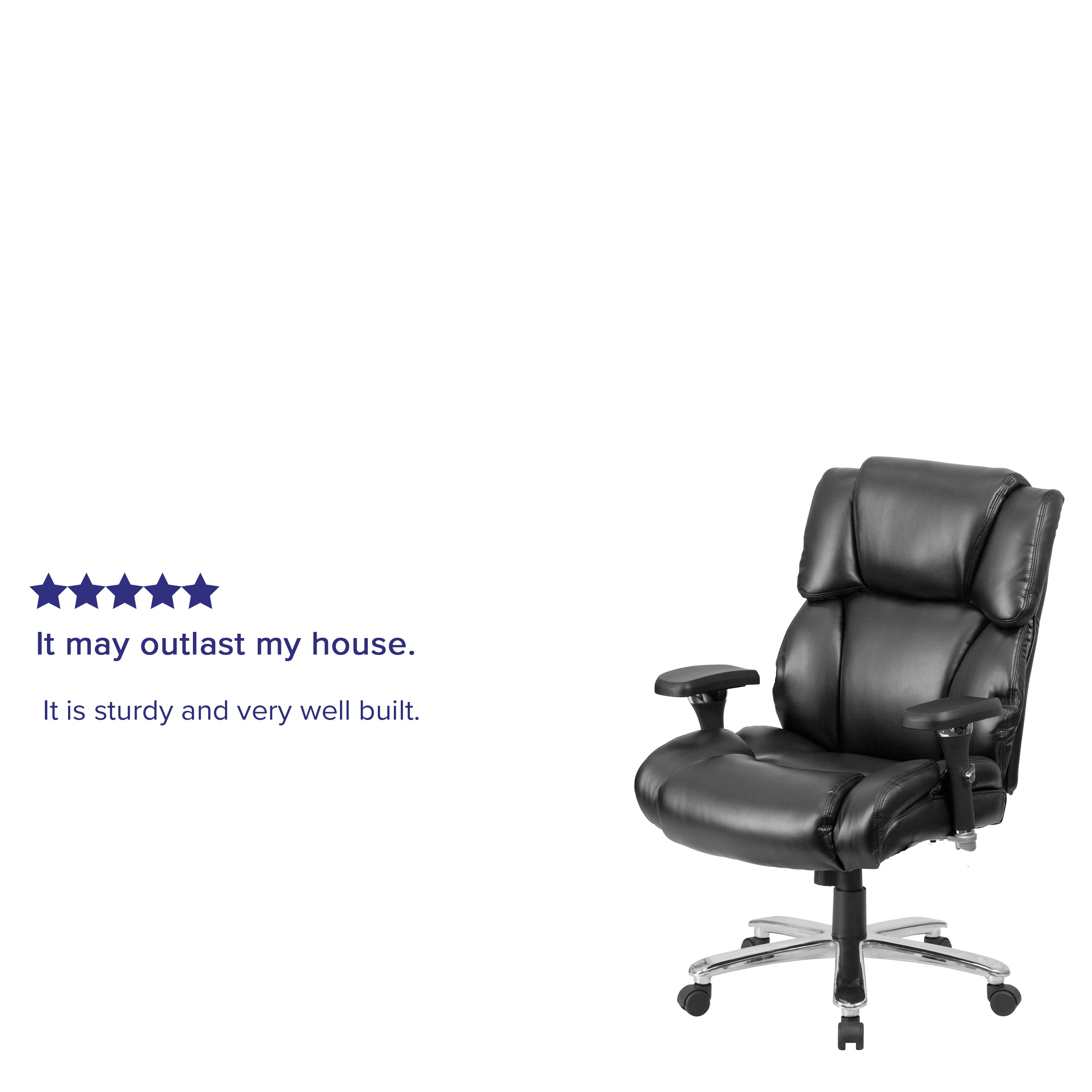 HERCULES Series 24/7 Intensive Use Big & Tall 400 lb. Rated Black LeatherSoft Executive Lumbar Ergonomic Office Chair