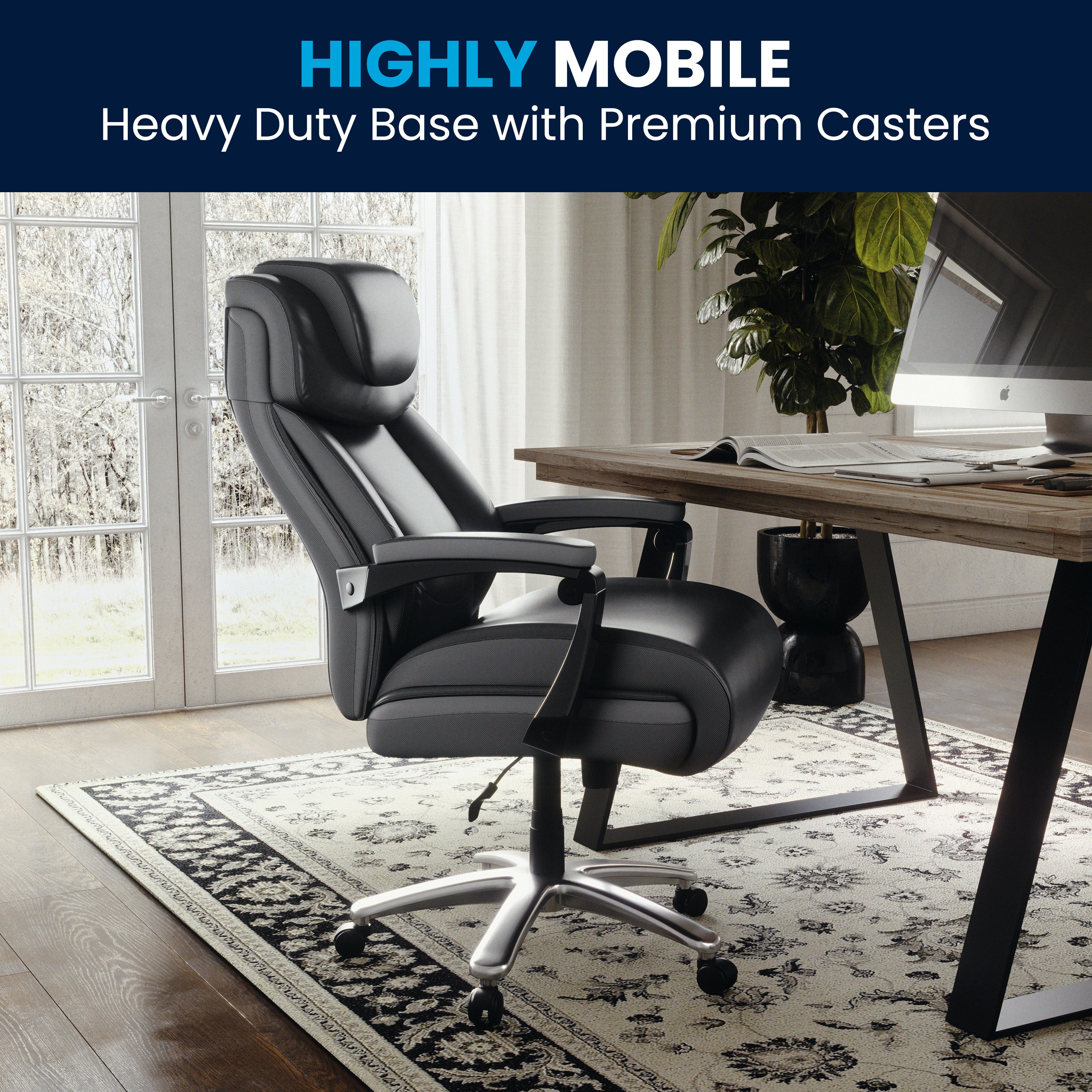 HERCULES Series Big & Tall 500 lb. Rated Black LeatherSoft Executive Swivel Ergonomic Office Chair with Adjustable Headrest