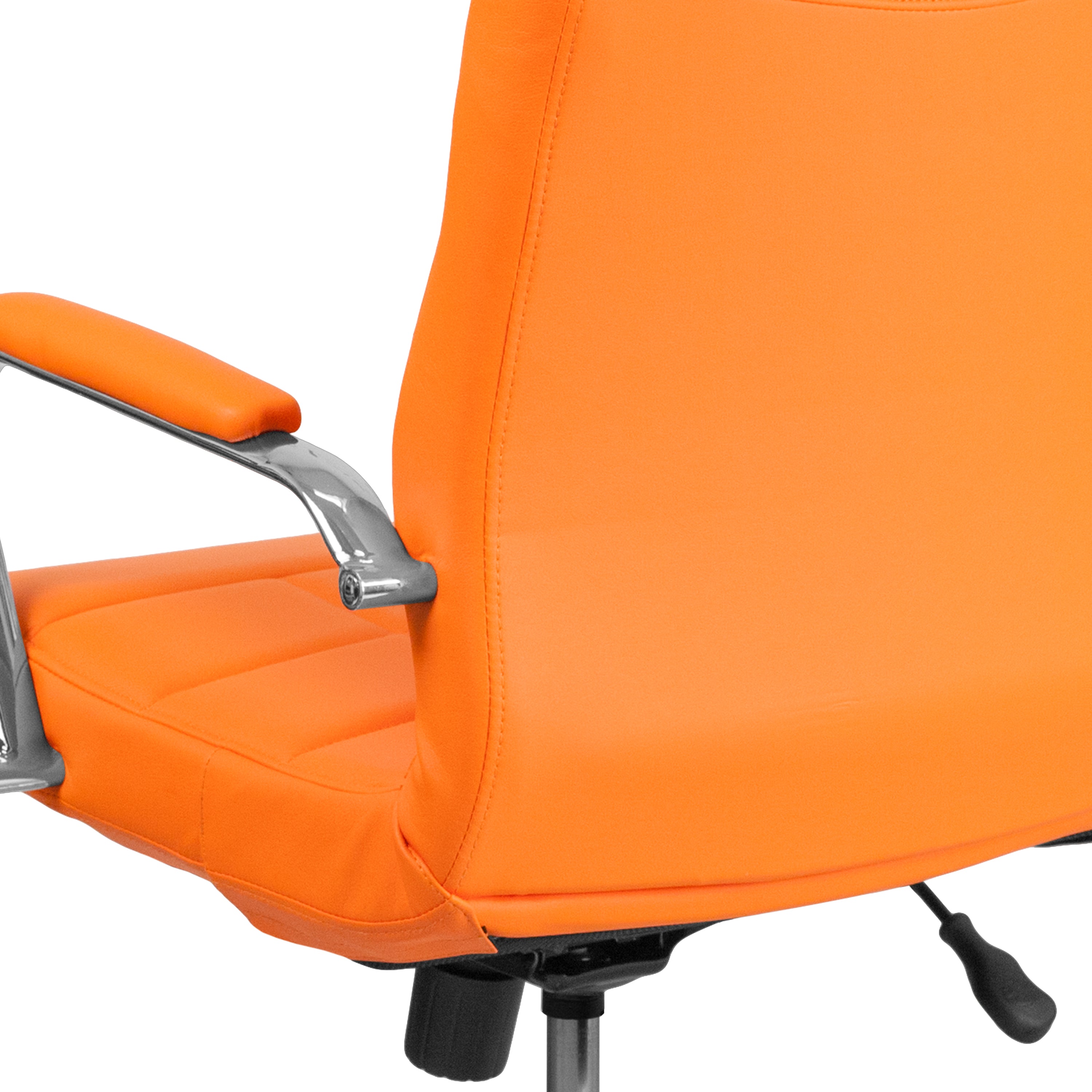 Vivian Mid-Back Orange Vinyl Executive Swivel Office Chair with Chrome Base and Arms