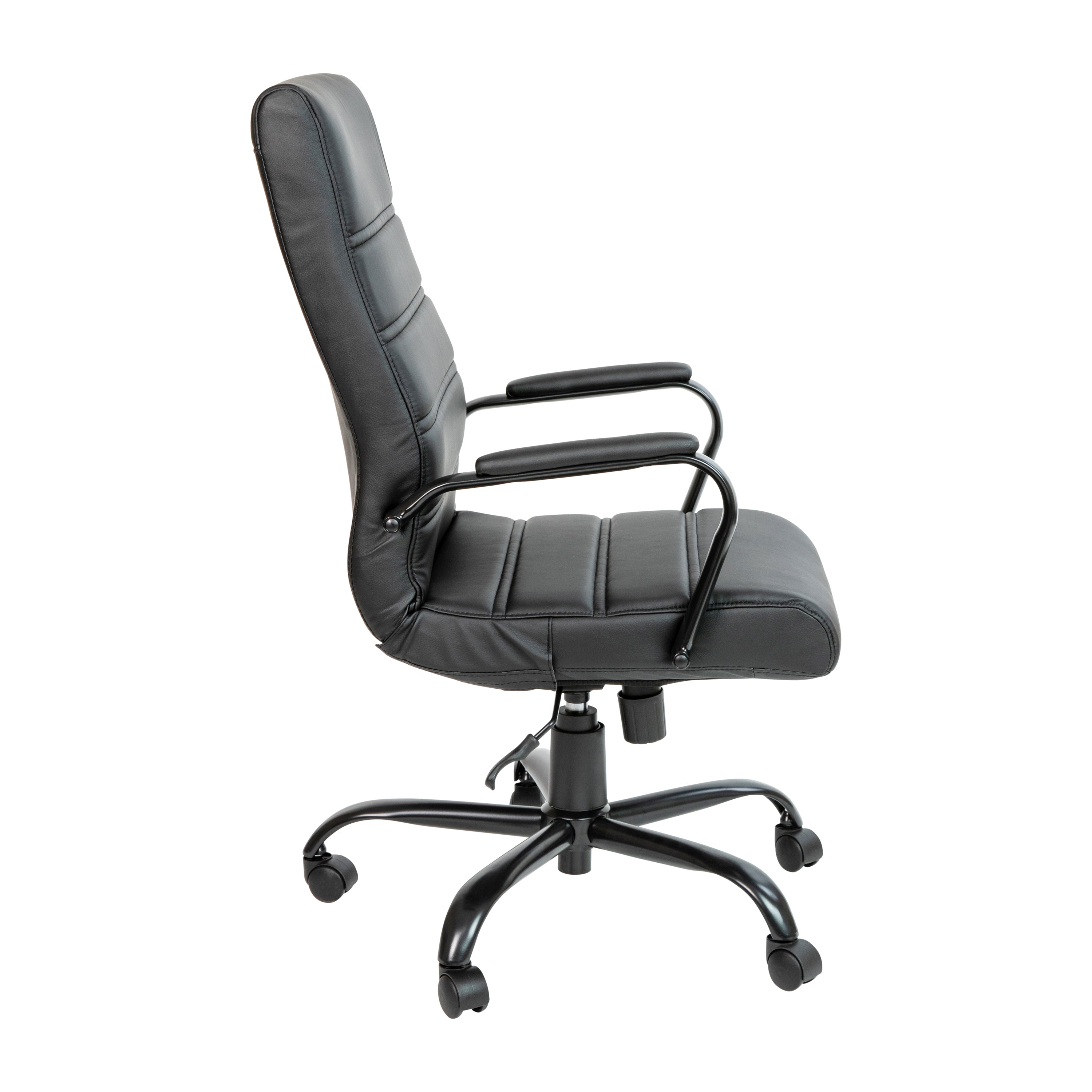 Whitney High Back Black LeatherSoft Executive Swivel Office Chair with Black Frame and Arms