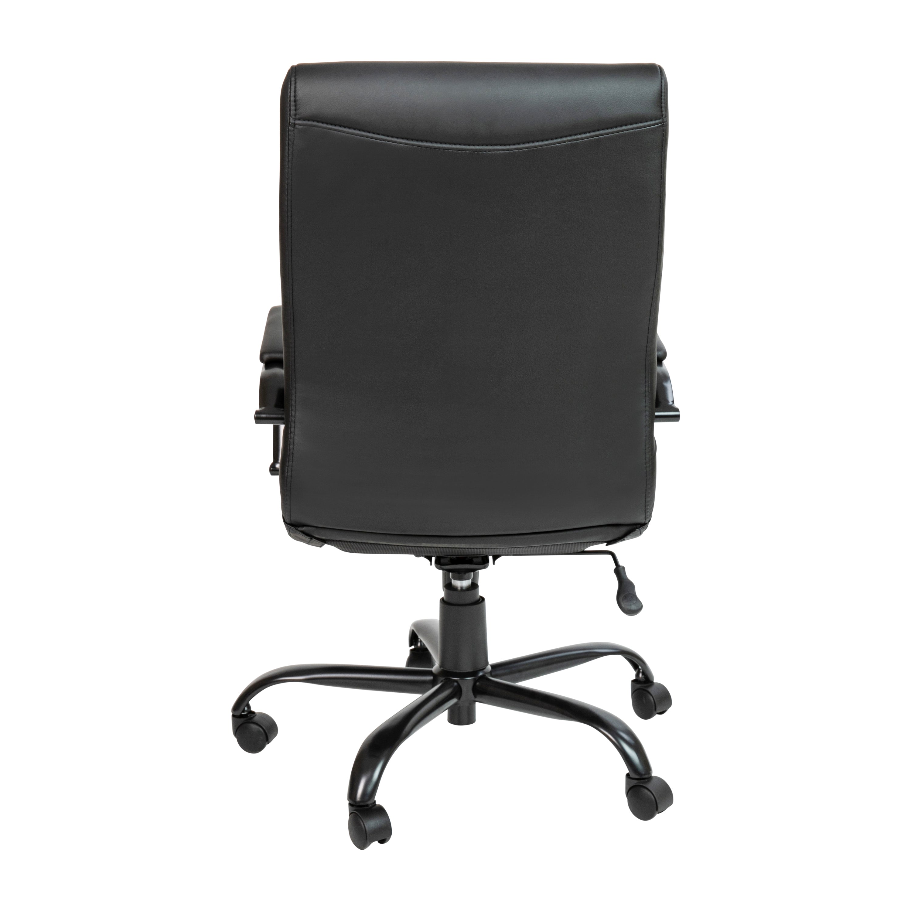 Whitney High Back Black LeatherSoft Executive Swivel Office Chair with Black Frame and Arms
