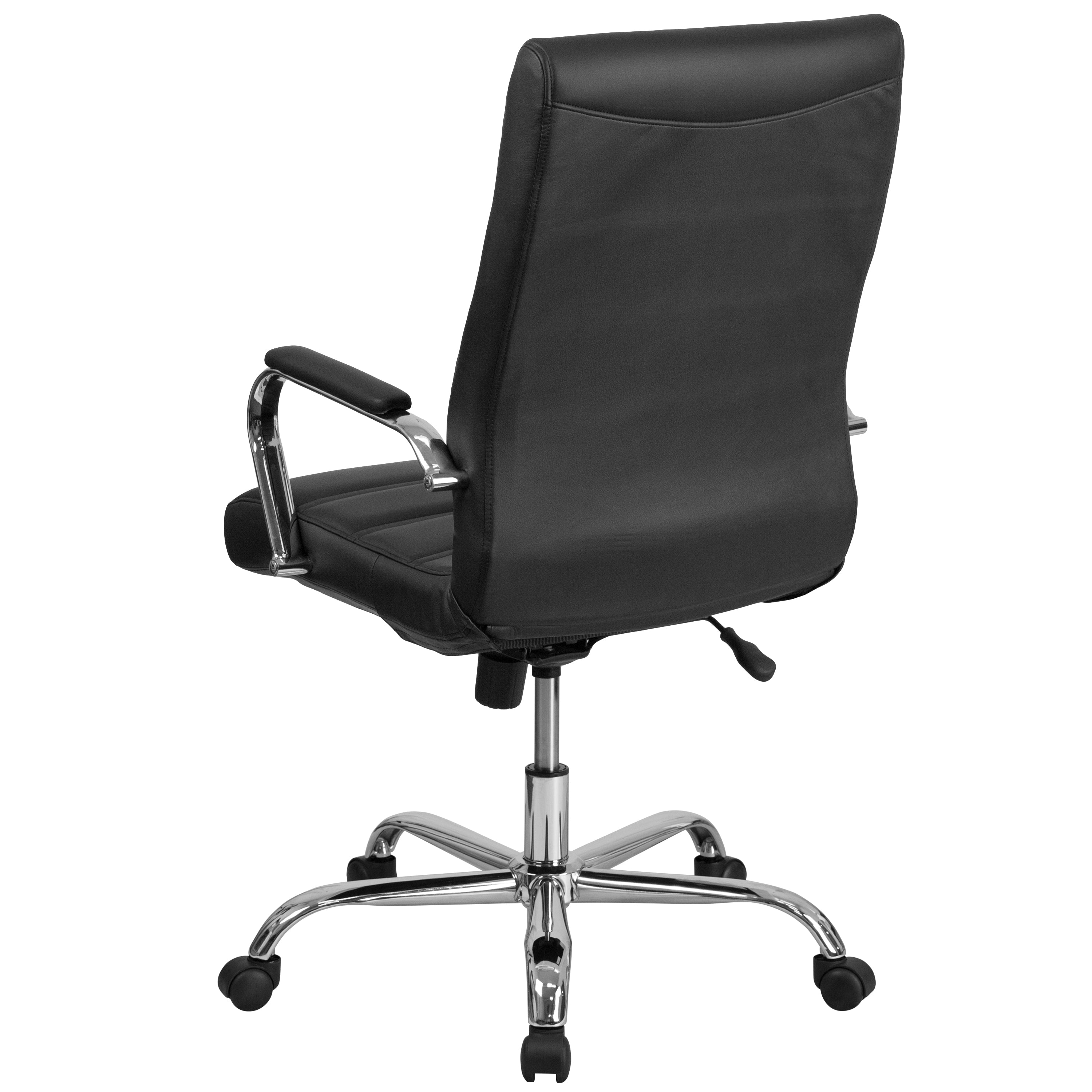 Whitney High Back Black LeatherSoft Executive Swivel Office Chair with Chrome Frame and Arms