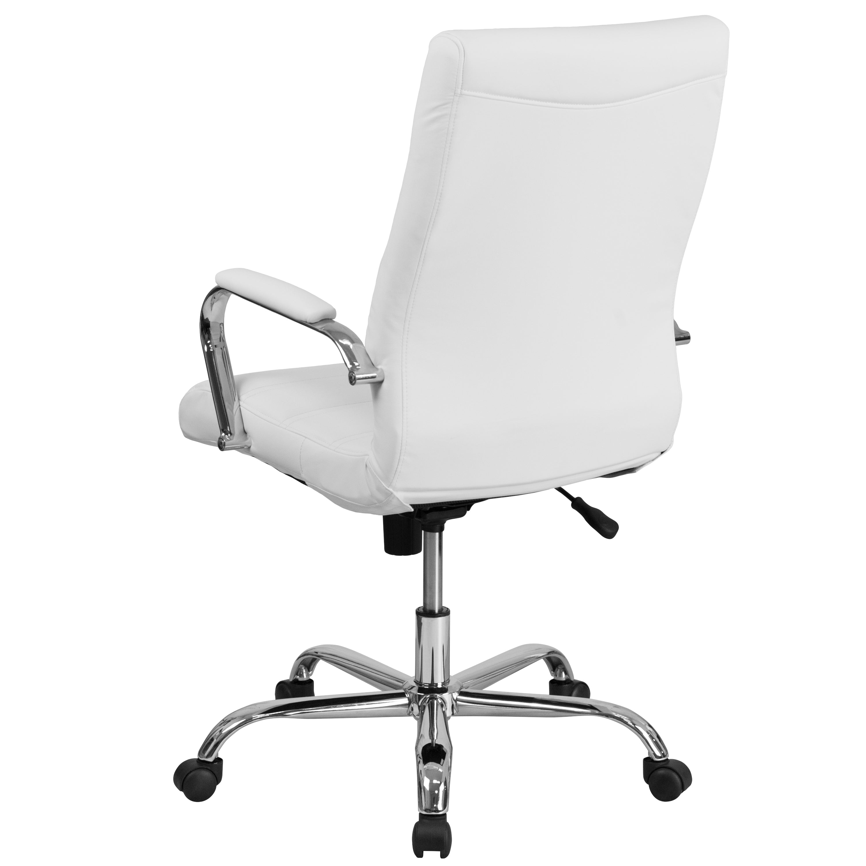 Whitney High Back White LeatherSoft Executive Swivel Office Chair with Chrome Frame and Arms