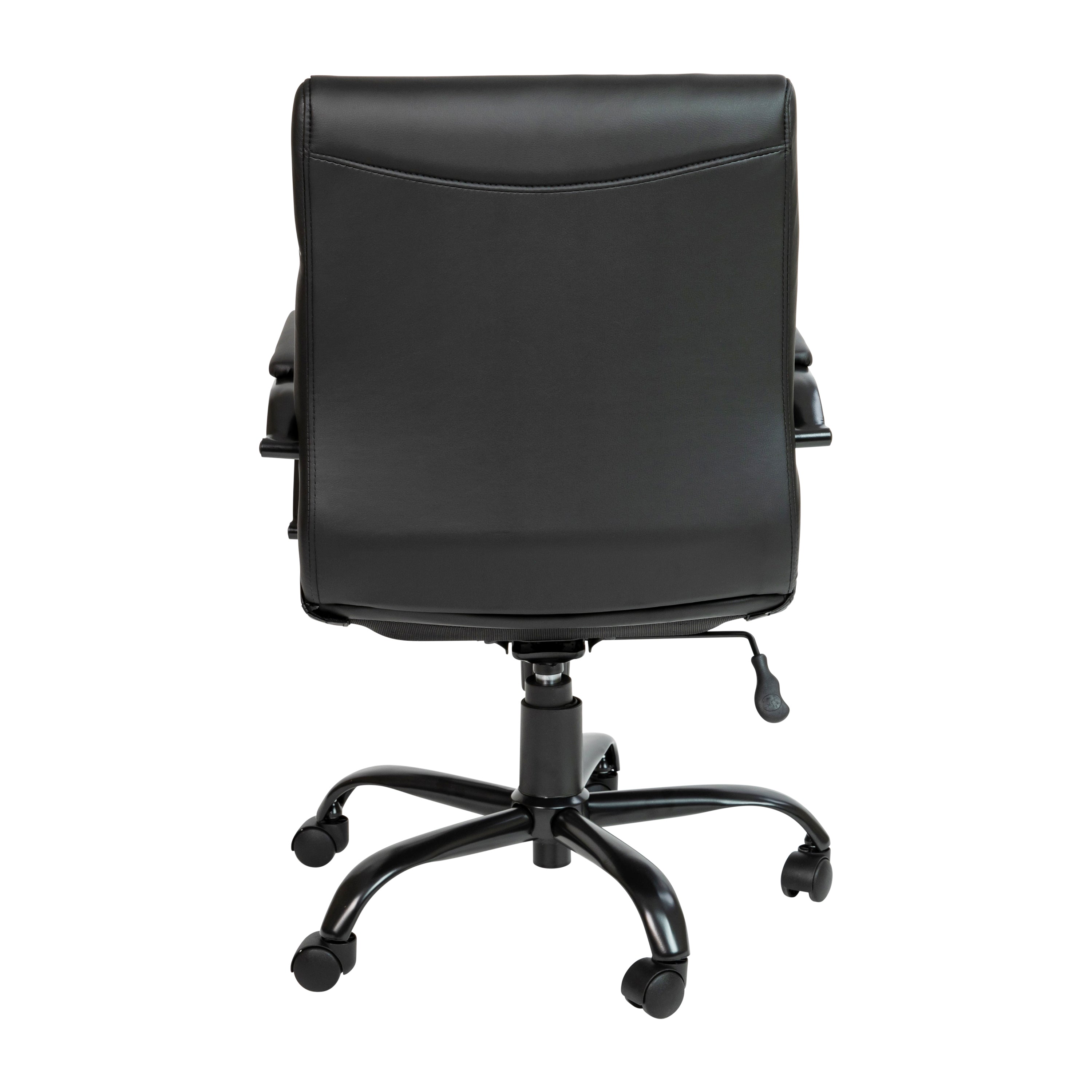 Whitney Mid-Back Black LeatherSoft Executive Swivel Office Chair with Black Frame and Arms