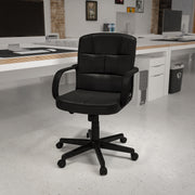 Rider Mid-Back Black LeatherSoft Swivel Task Office Chair with Arms