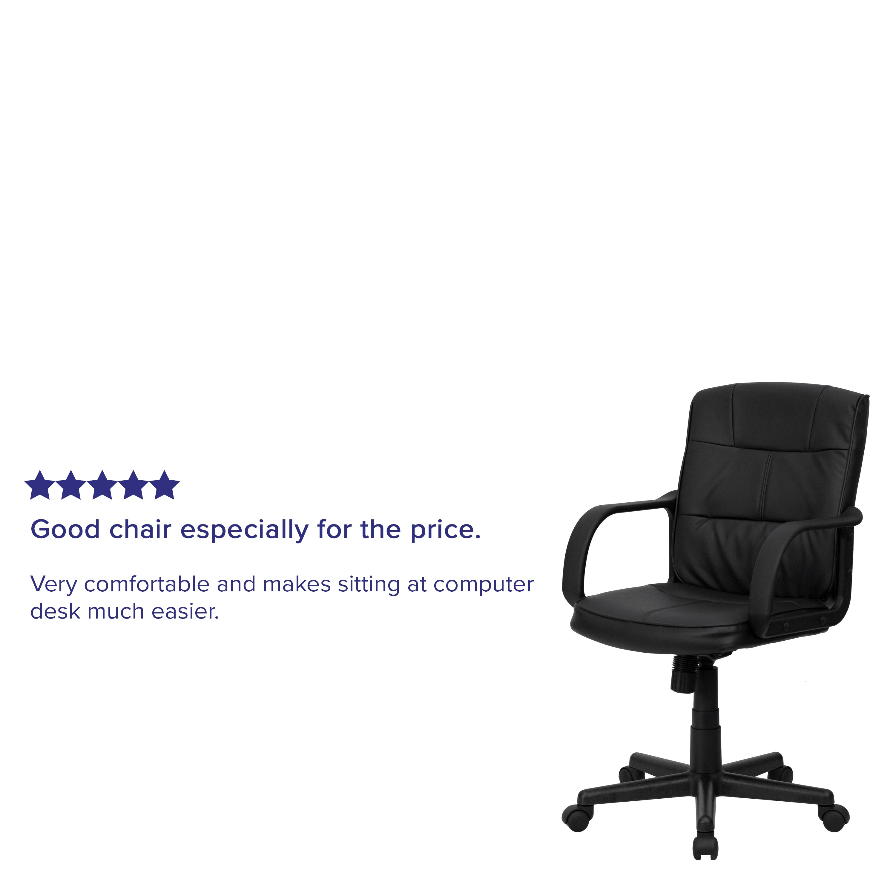 Rider Mid-Back Black LeatherSoft Swivel Task Office Chair with Arms