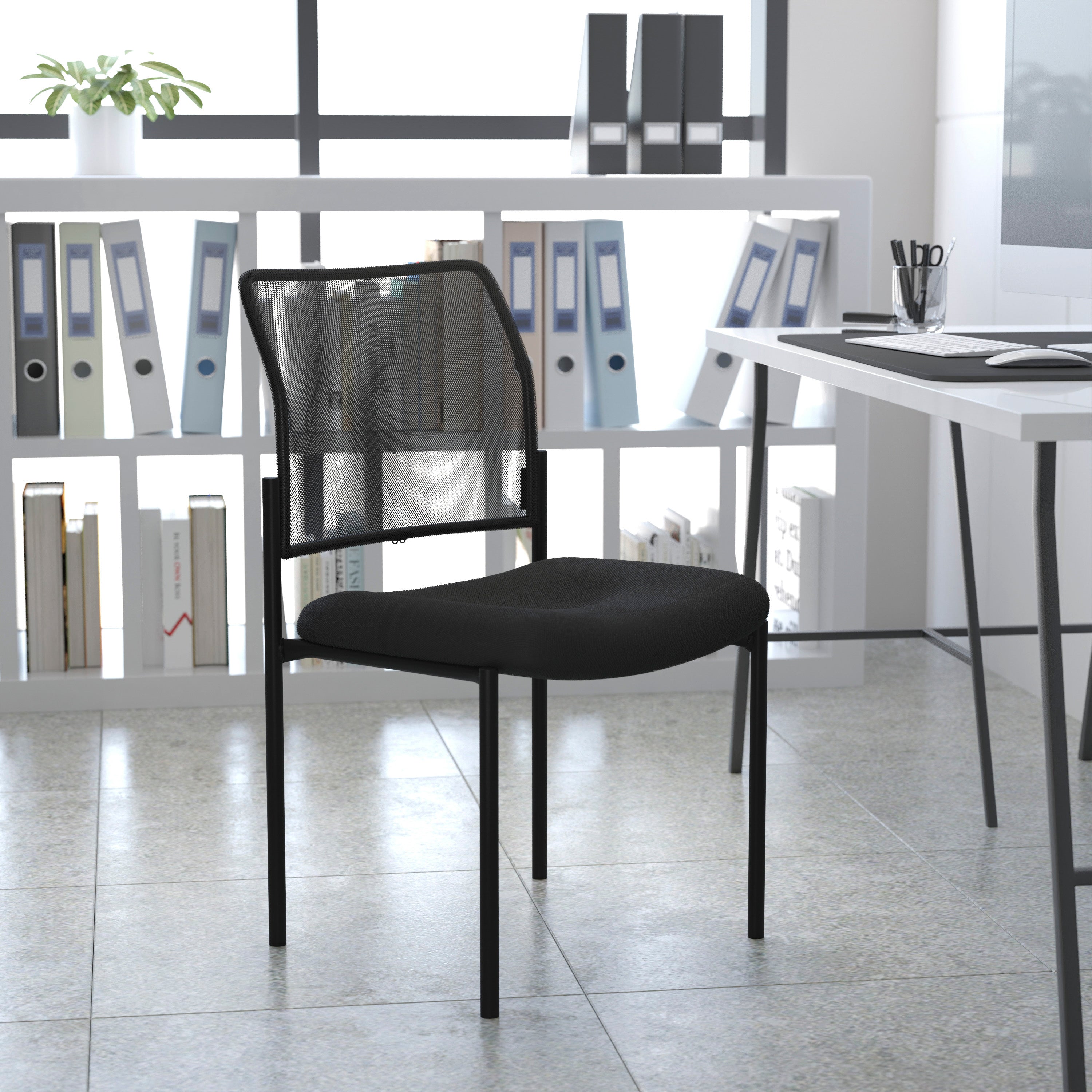 Jana Comfort Black Mesh Stackable Steel Side Chair