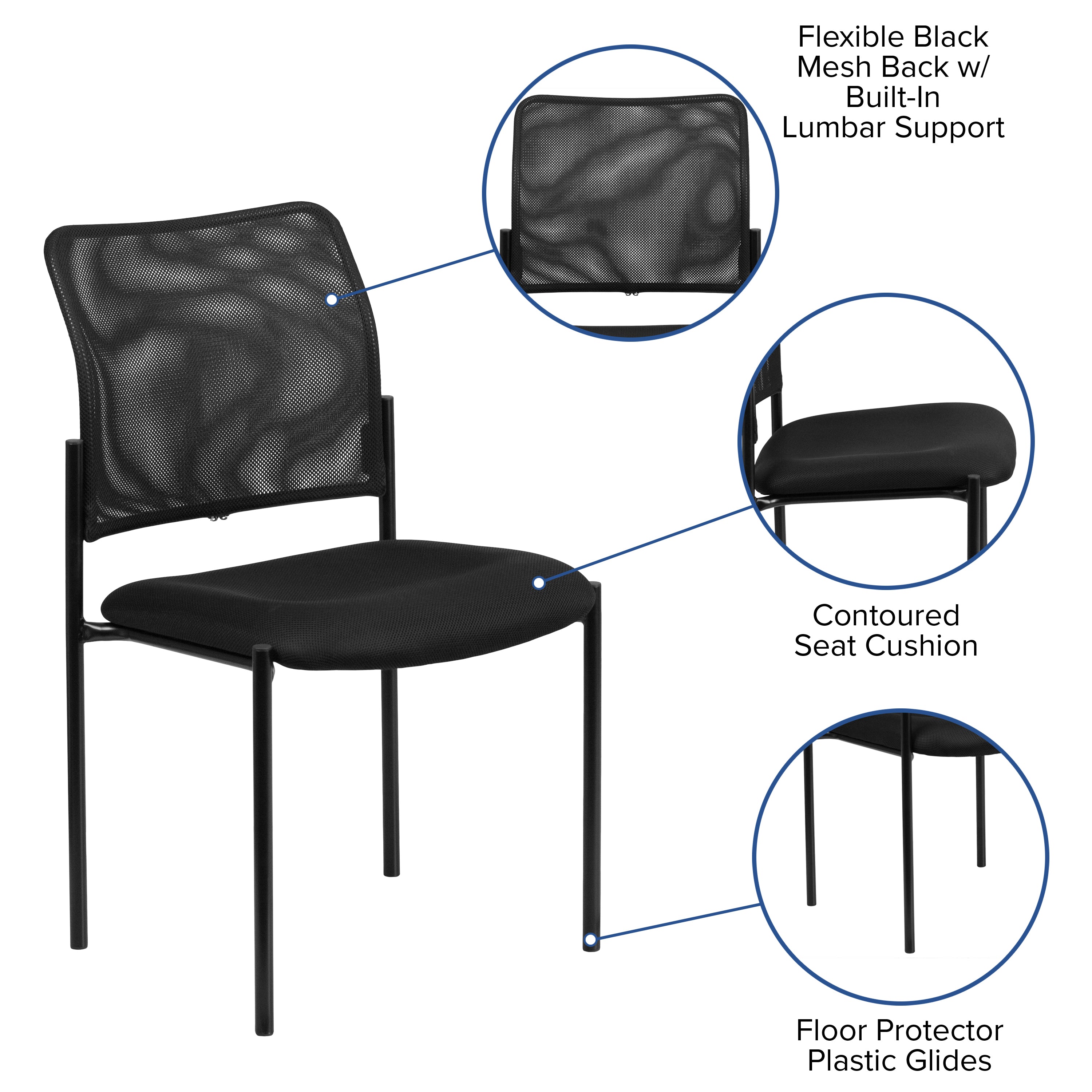 Jana Comfort Black Mesh Stackable Steel Side Chair