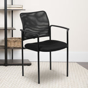 Jana Comfort Black Mesh Stackable Steel Side Chair with Arms