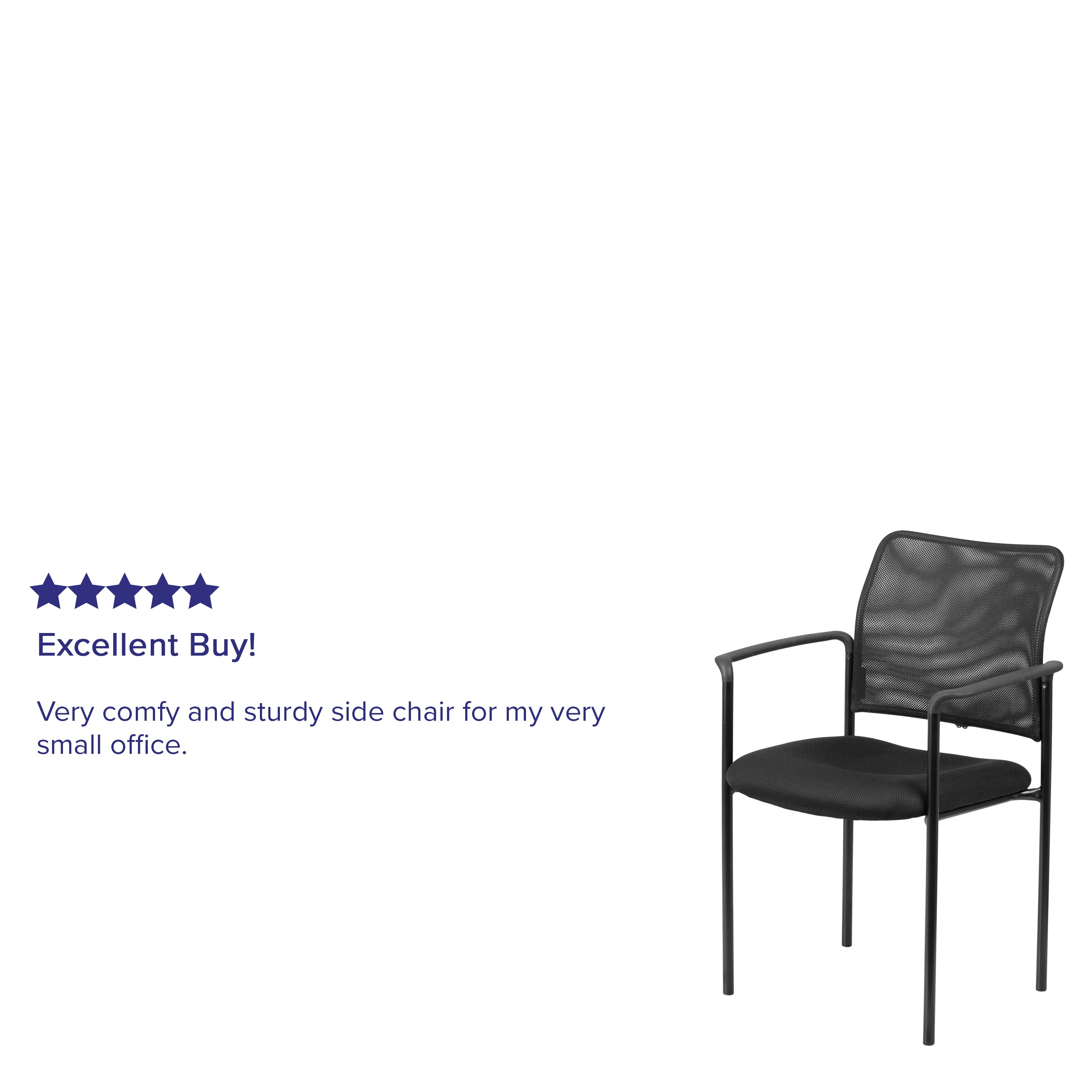 Jana Comfort Black Mesh Stackable Steel Side Chair with Arms