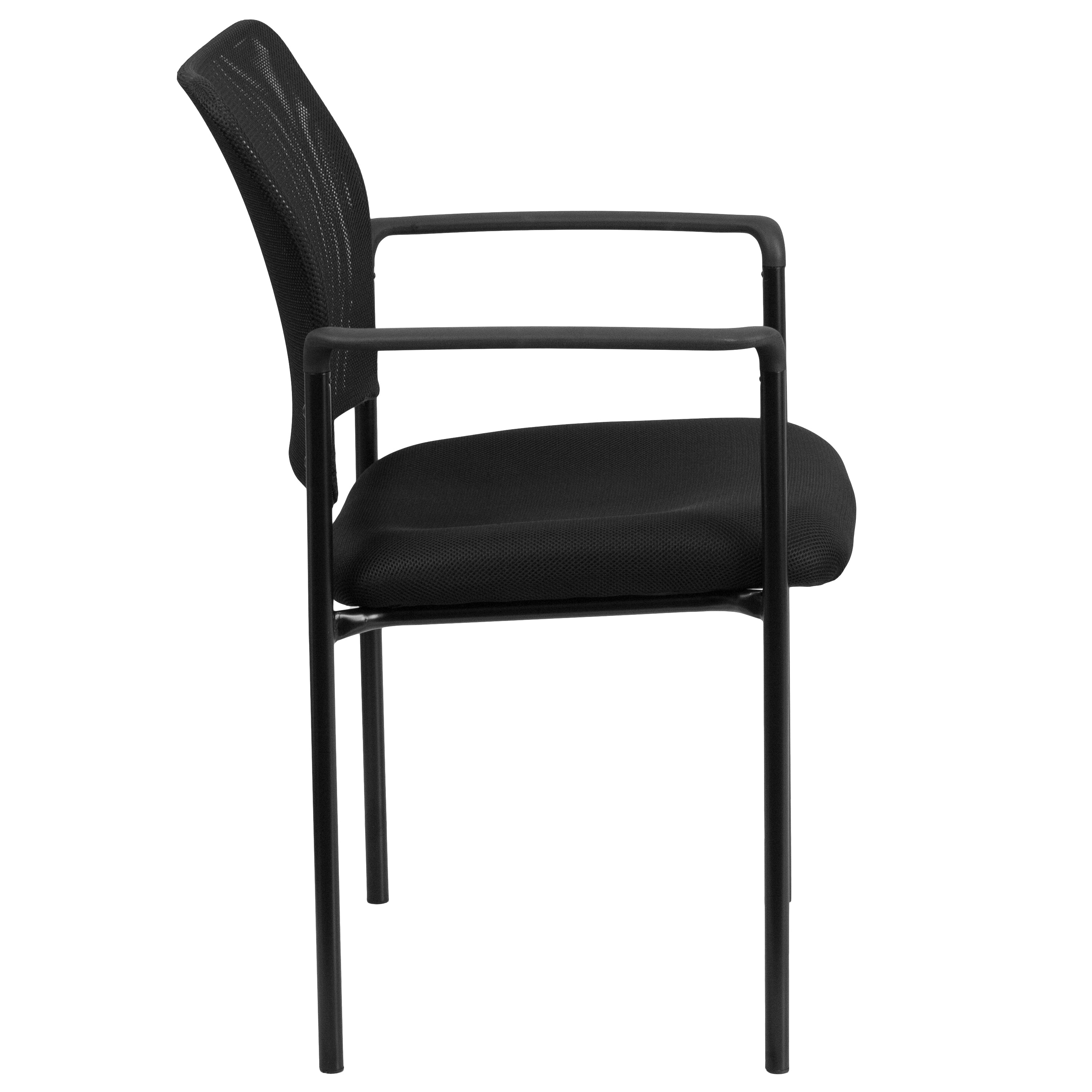 Jana Comfort Black Mesh Stackable Steel Side Chair with Arms