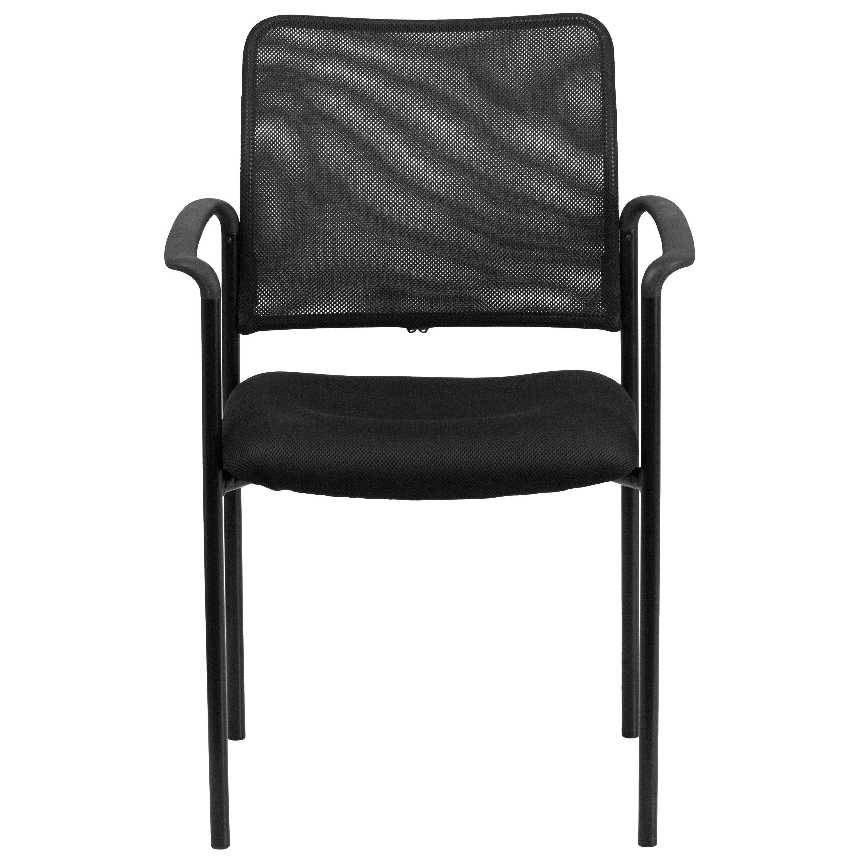 Jana Comfort Black Mesh Stackable Steel Side Chair with Arms