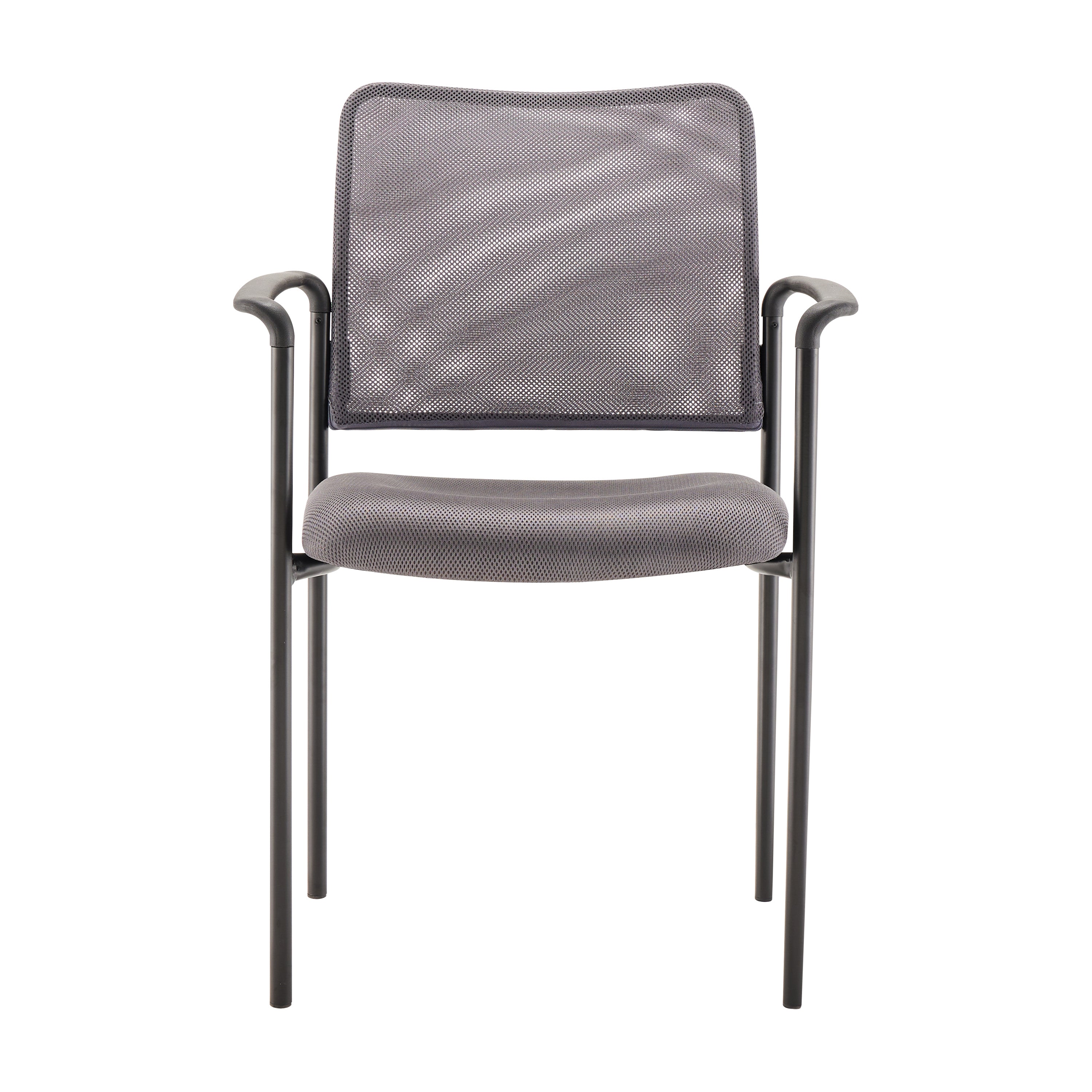 Jana Comfort Gray Mesh Stackable Steel Side Chair with Arms