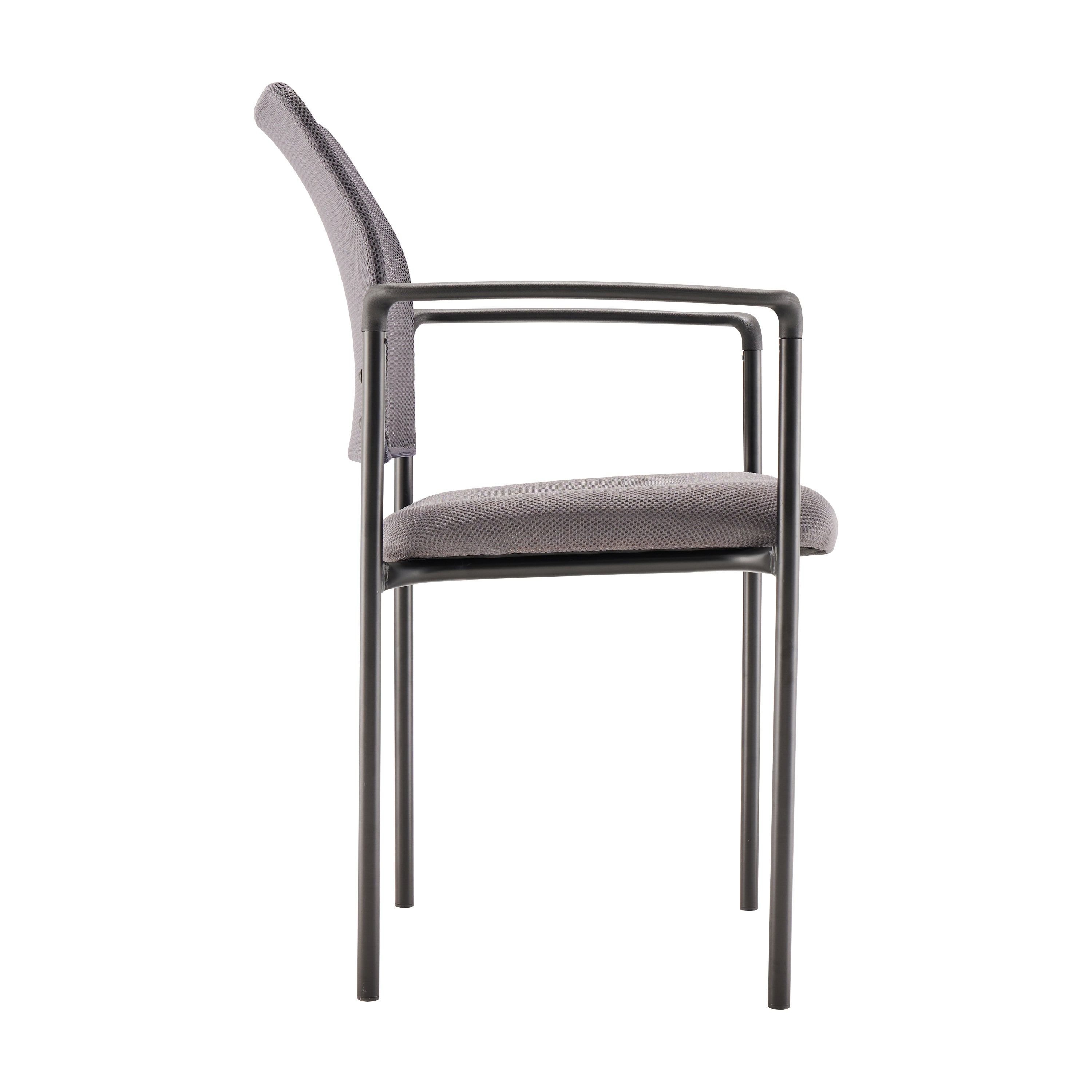 Jana Comfort Gray Mesh Stackable Steel Side Chair with Arms