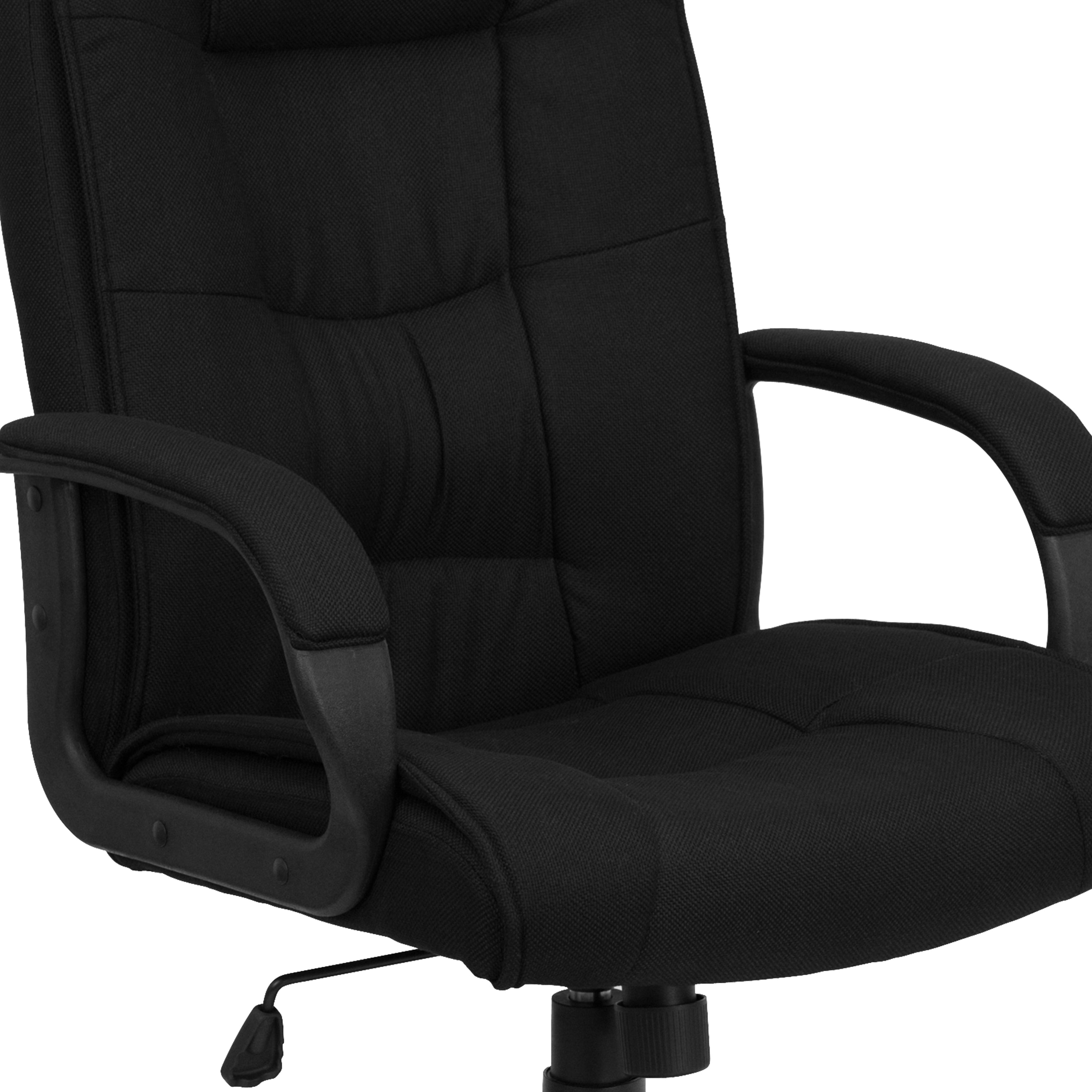 Jessica High Back Black Fabric Executive Swivel Office Chair with Arms