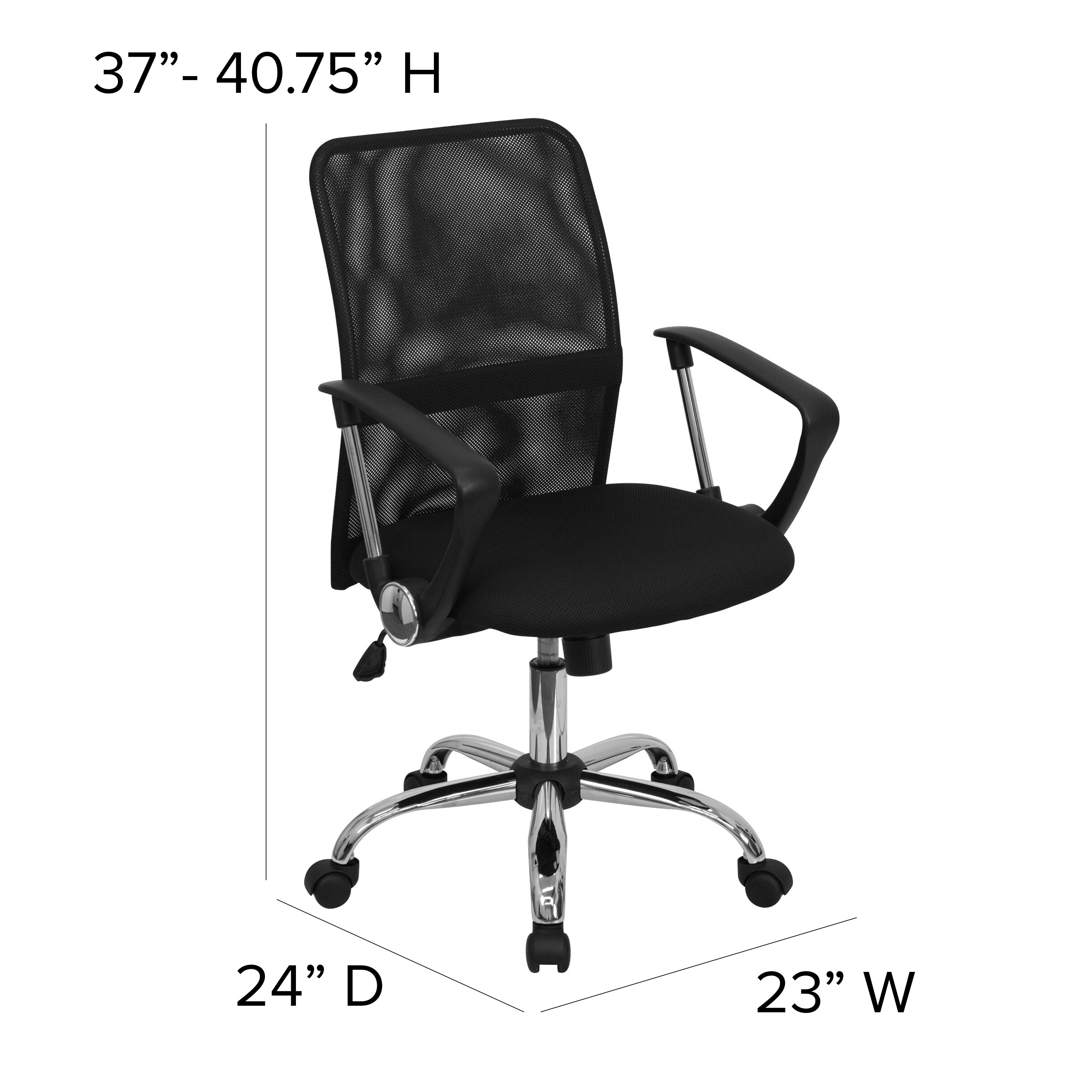 Jenkins Mid-Back Black Mesh Swivel Task Office Chair with Lumbar Support Band and Arms