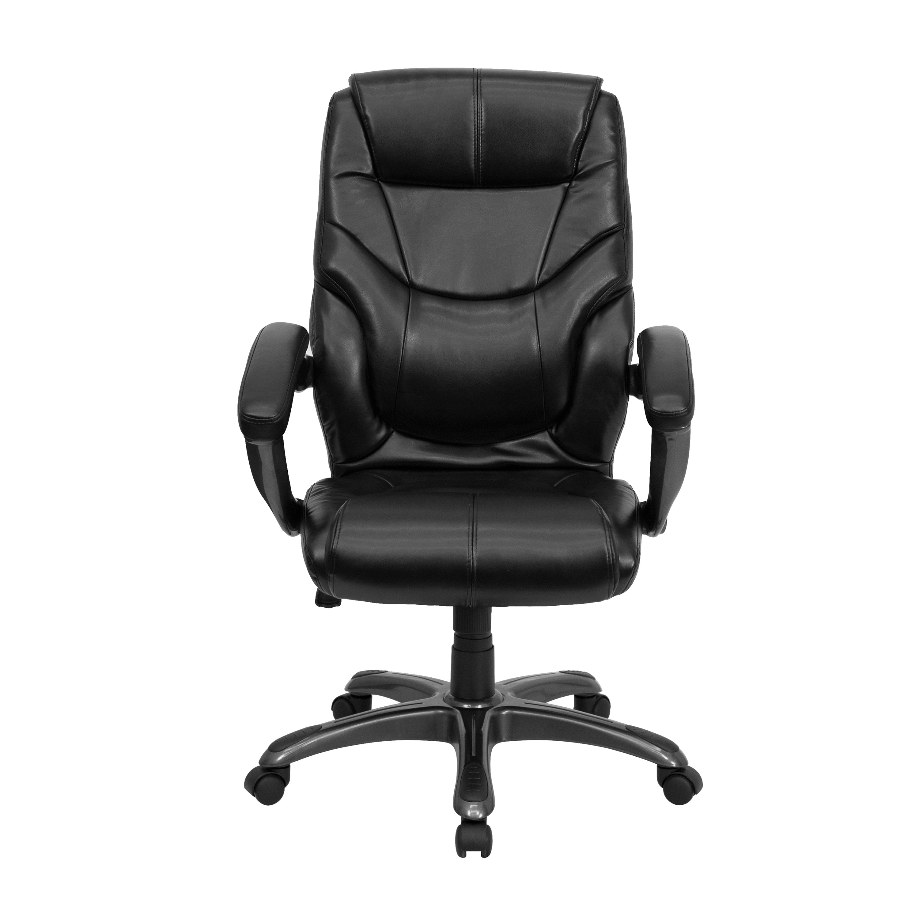 Greer High Back Black LeatherSoft Executive Swivel Ergonomic Office Chair with Arms