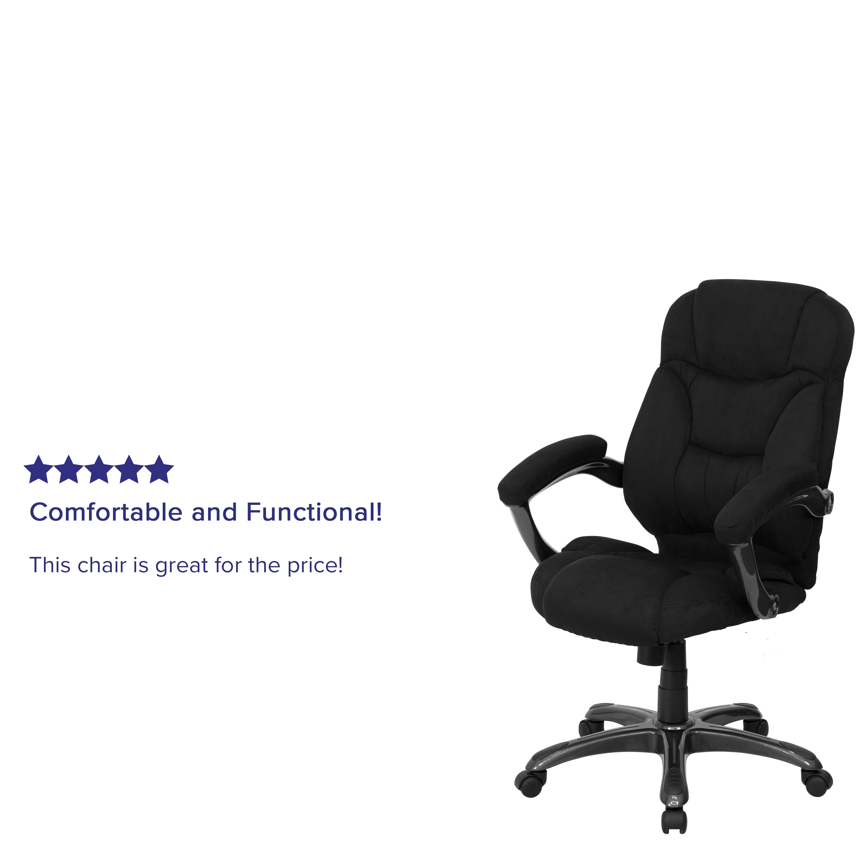 Jessie High Back Black Microfiber Contemporary Executive Swivel Ergonomic Office Chair with Arms