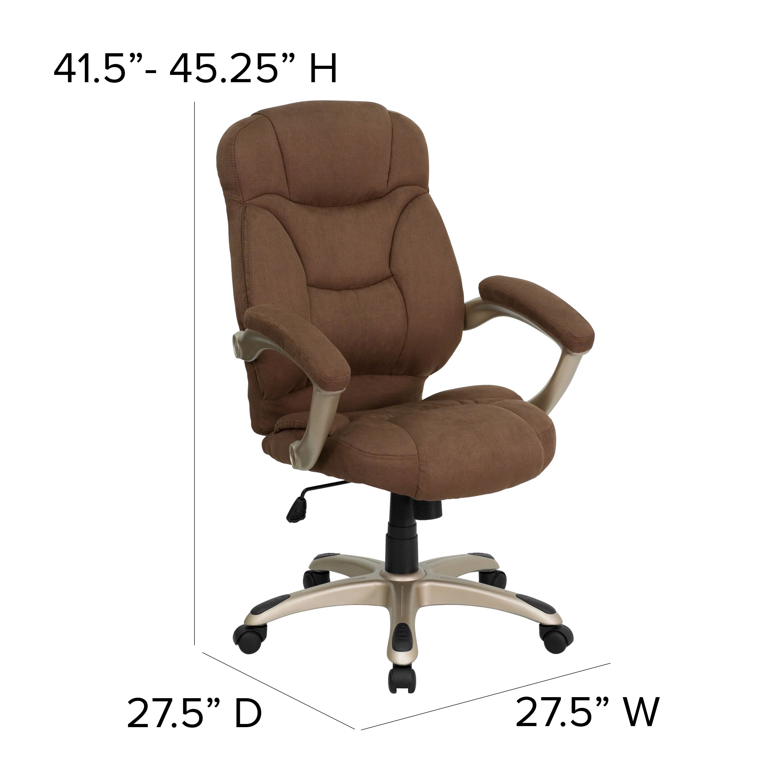 Jessie High Back Brown Microfiber Contemporary Executive Swivel Ergonomic Office Chair with Arms