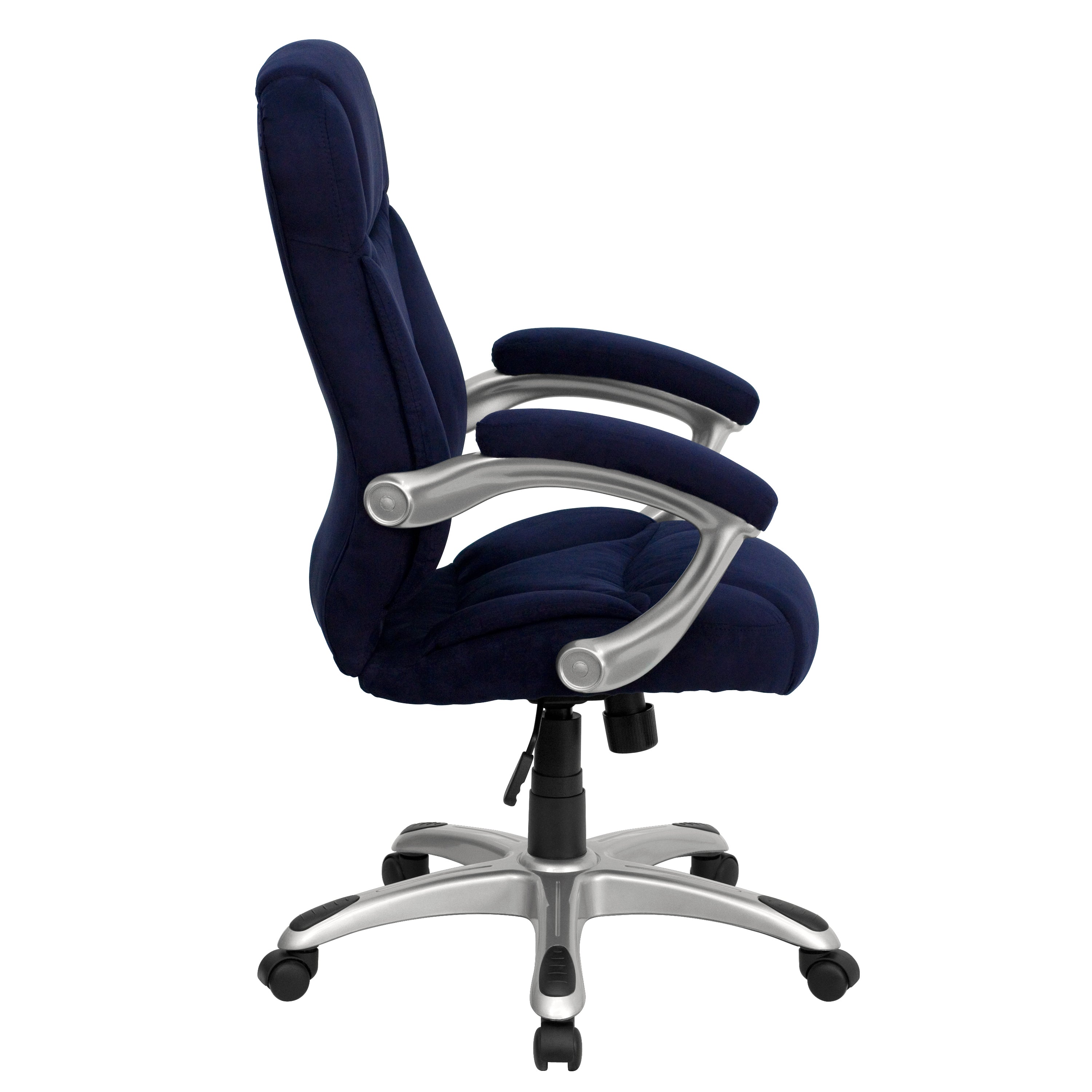 Jessie High Back Navy Blue Microfiber Contemporary Executive Swivel Ergonomic Office Chair with Arms
