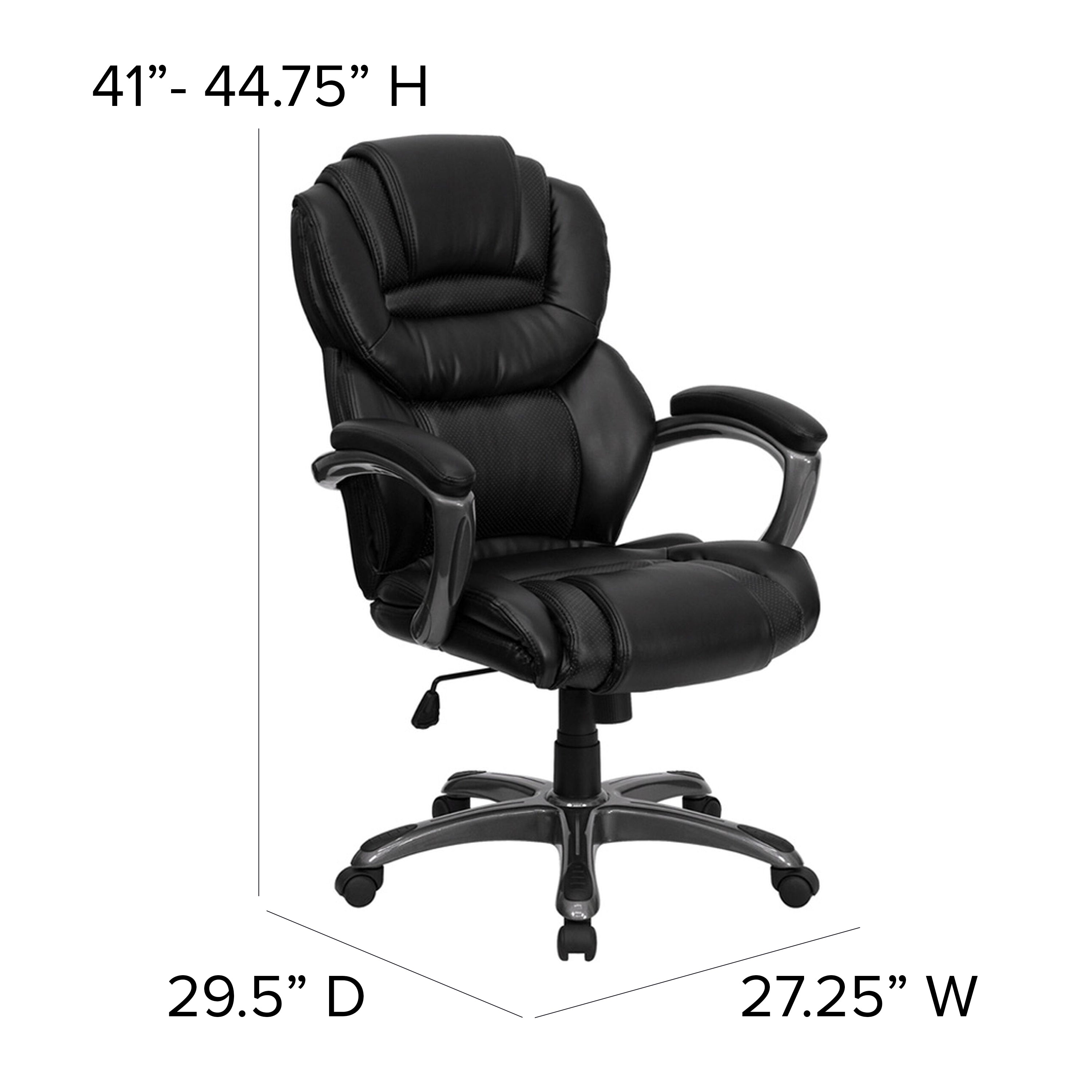 Stella High Back Black LeatherSoft Executive Swivel Ergonomic Office Chair with Arms