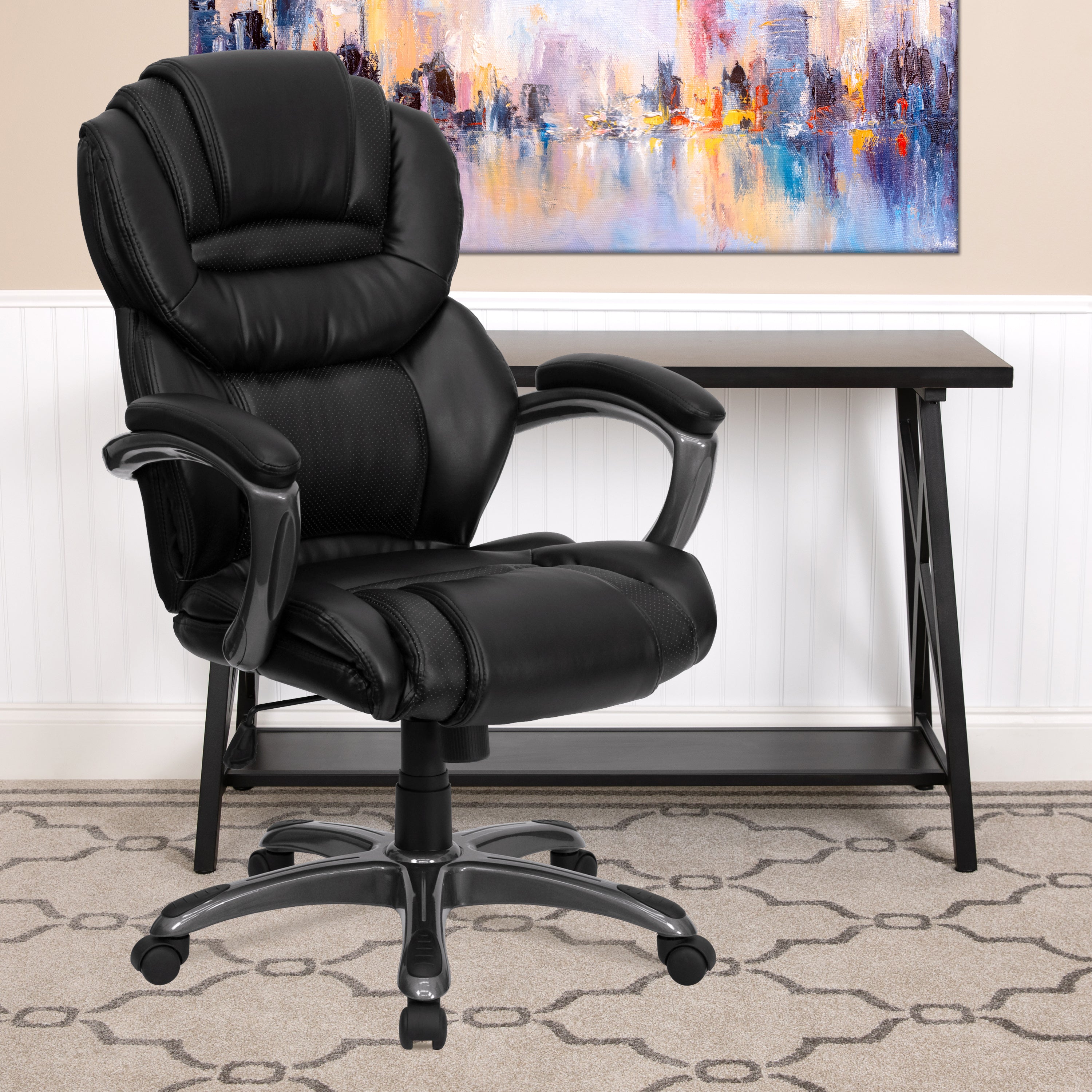 Stella High Back Black LeatherSoft Executive Swivel Ergonomic Office Chair with Arms