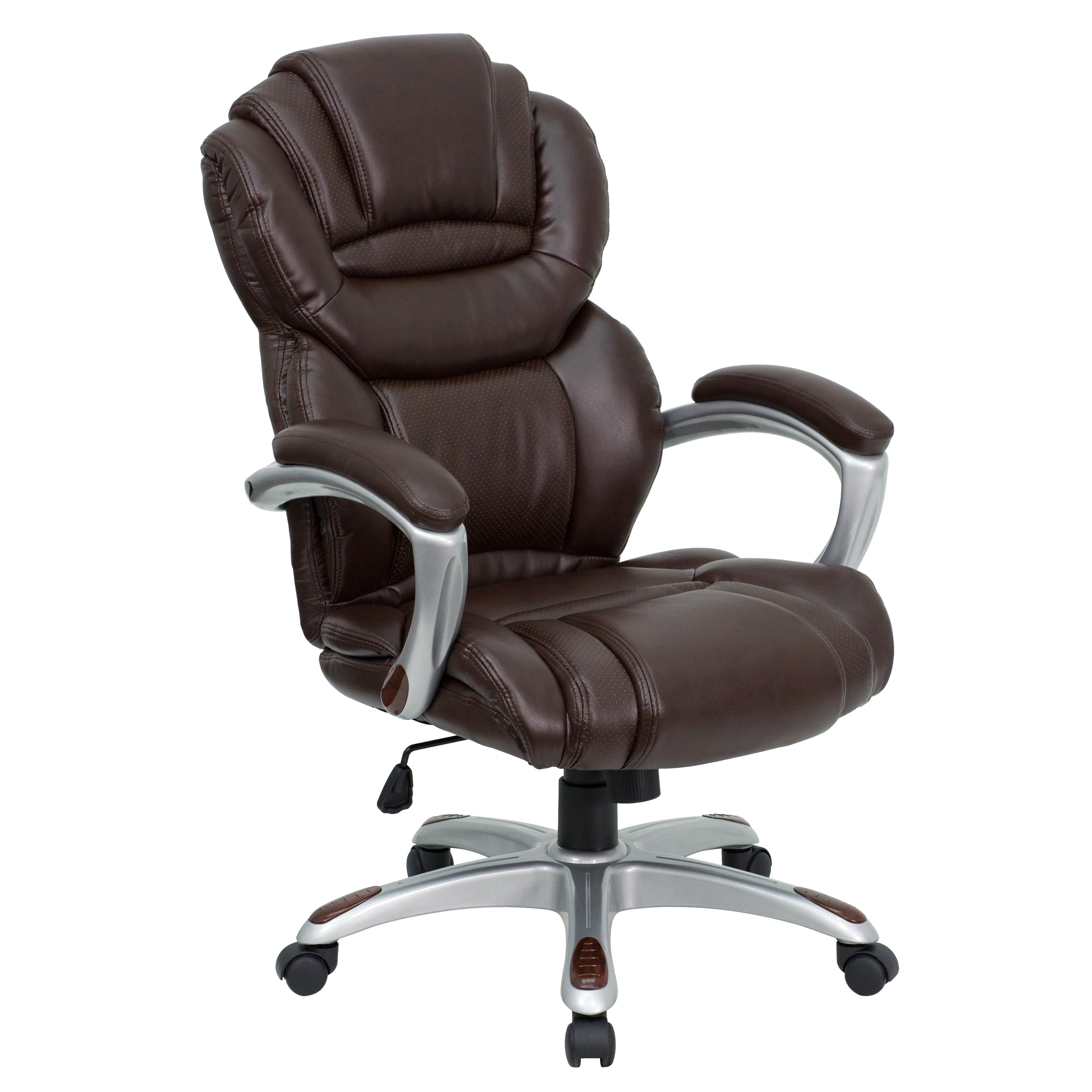 Stella High Back Brown LeatherSoft Executive Swivel Ergonomic Office Chair with Arms