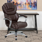 Stella High Back Brown LeatherSoft Executive Swivel Ergonomic Office Chair with Arms