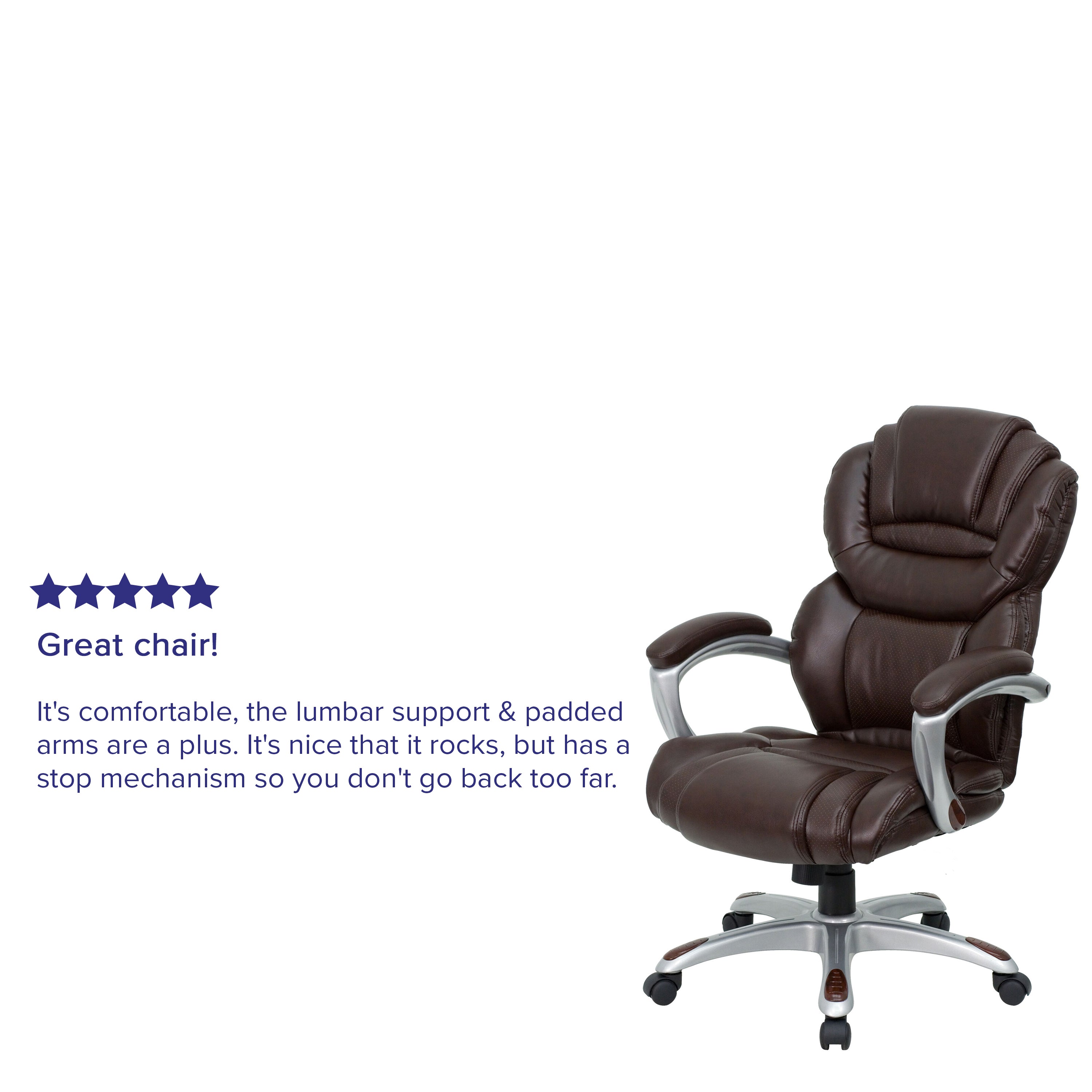Stella High Back Brown LeatherSoft Executive Swivel Ergonomic Office Chair with Arms