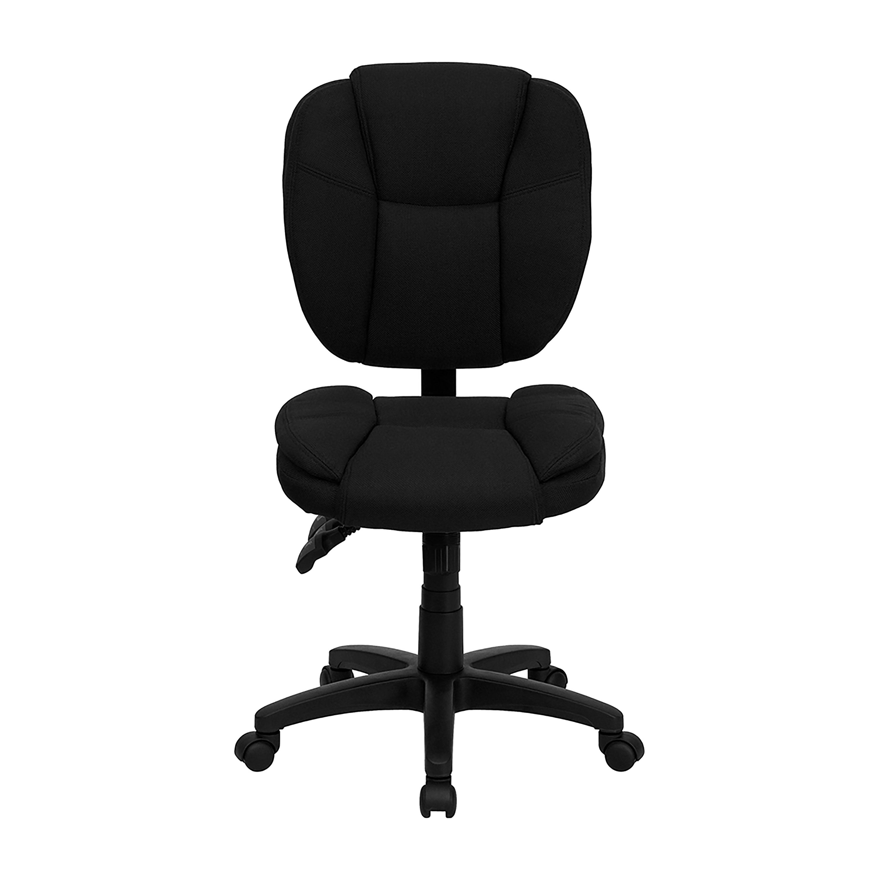 Caroline Mid-Back Black Fabric Multifunction Swivel Ergonomic Task Office Chair with Pillow Top Cushioning