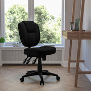 Caroline Mid-Back Black Fabric Multifunction Swivel Ergonomic Task Office Chair with Pillow Top Cushioning