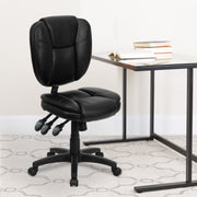 Caroline Mid-Back Black LeatherSoft Multifunction Swivel Ergonomic Task Office Chair with Pillow Top Cushioning