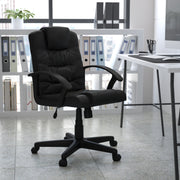 Lindon Mid-Back Black LeatherSoft Swivel Task Office Chair with Arms