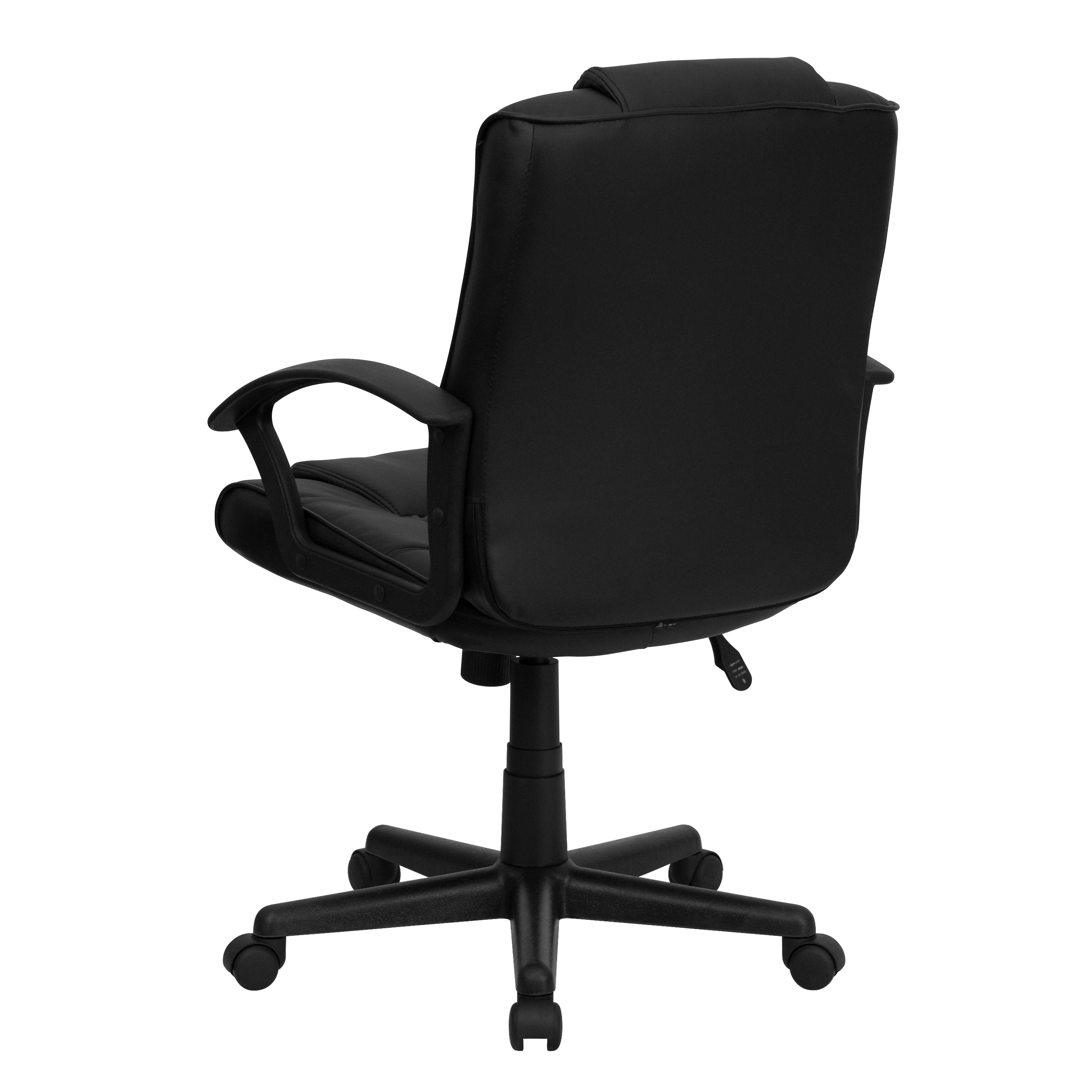 Lindon Mid-Back Black LeatherSoft Swivel Task Office Chair with Arms