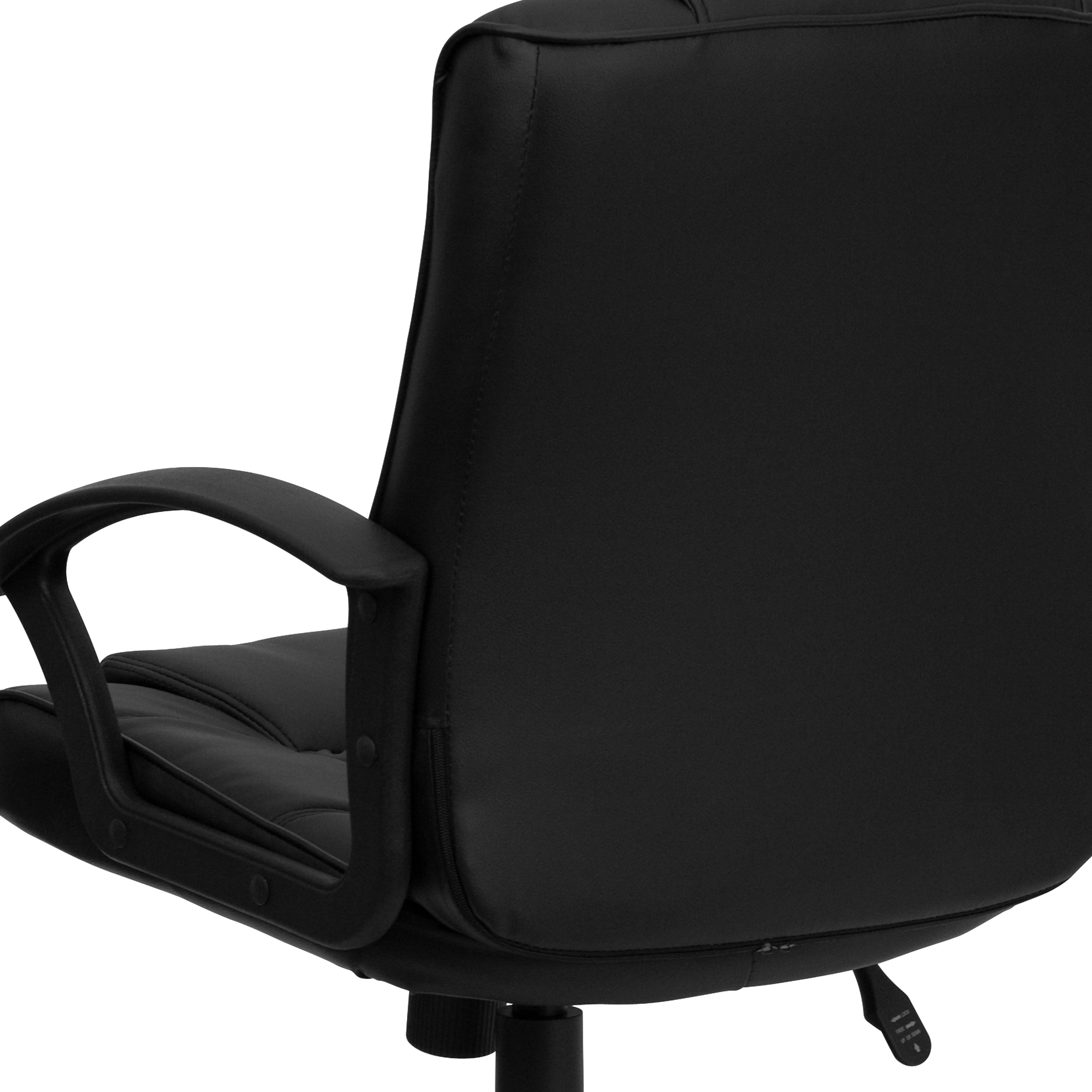 Lindon Mid-Back Black LeatherSoft Swivel Task Office Chair with Arms