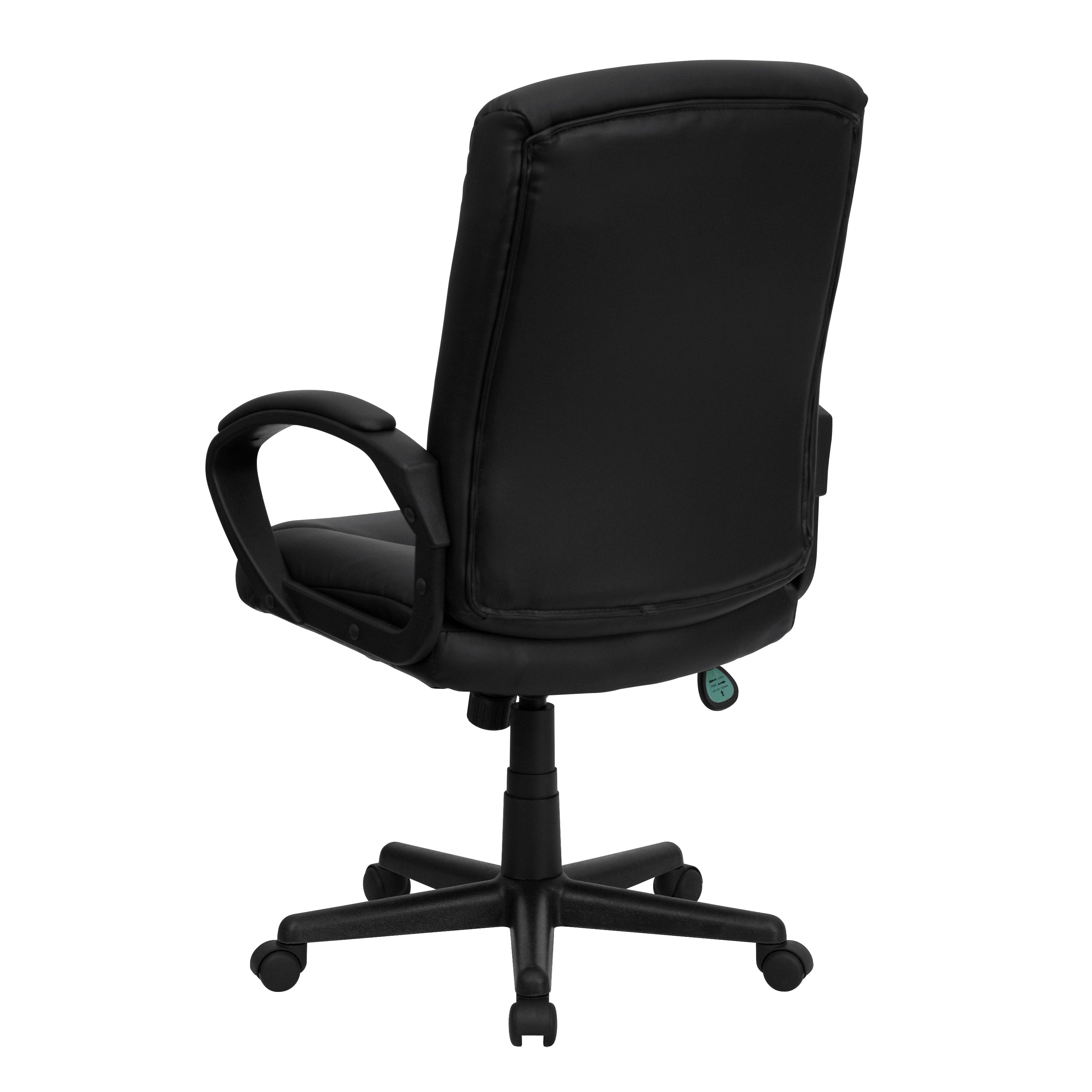 Chelsea Mid-Back Black LeatherSoft Executive Swivel Office Chair with Three Line Horizontal Stitch Back and Arms
