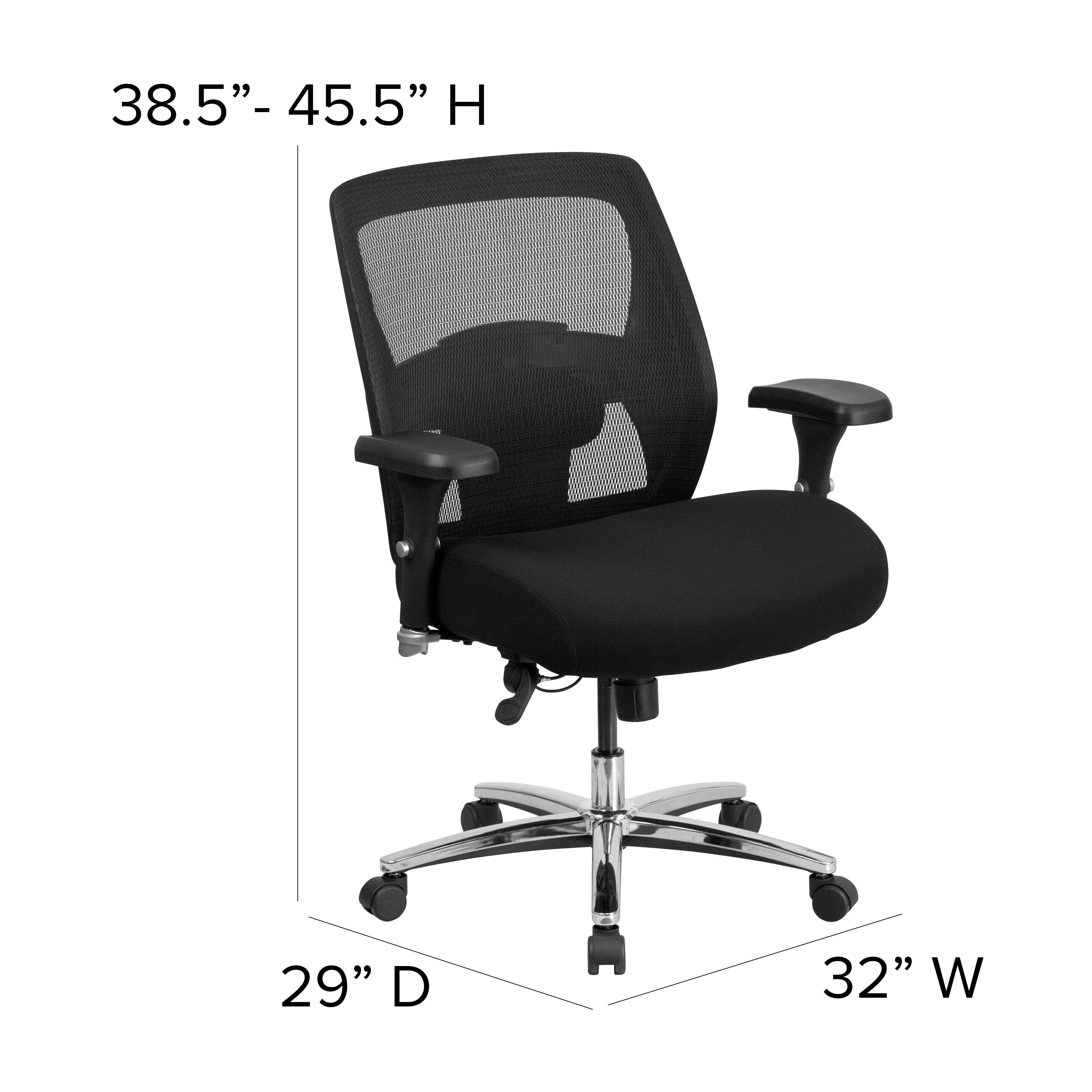 HERCULES Series 24/7 Intensive Use Big & Tall 500 lb. Rated Black Mesh Executive Ergonomic Office Chair with Ratchet Back