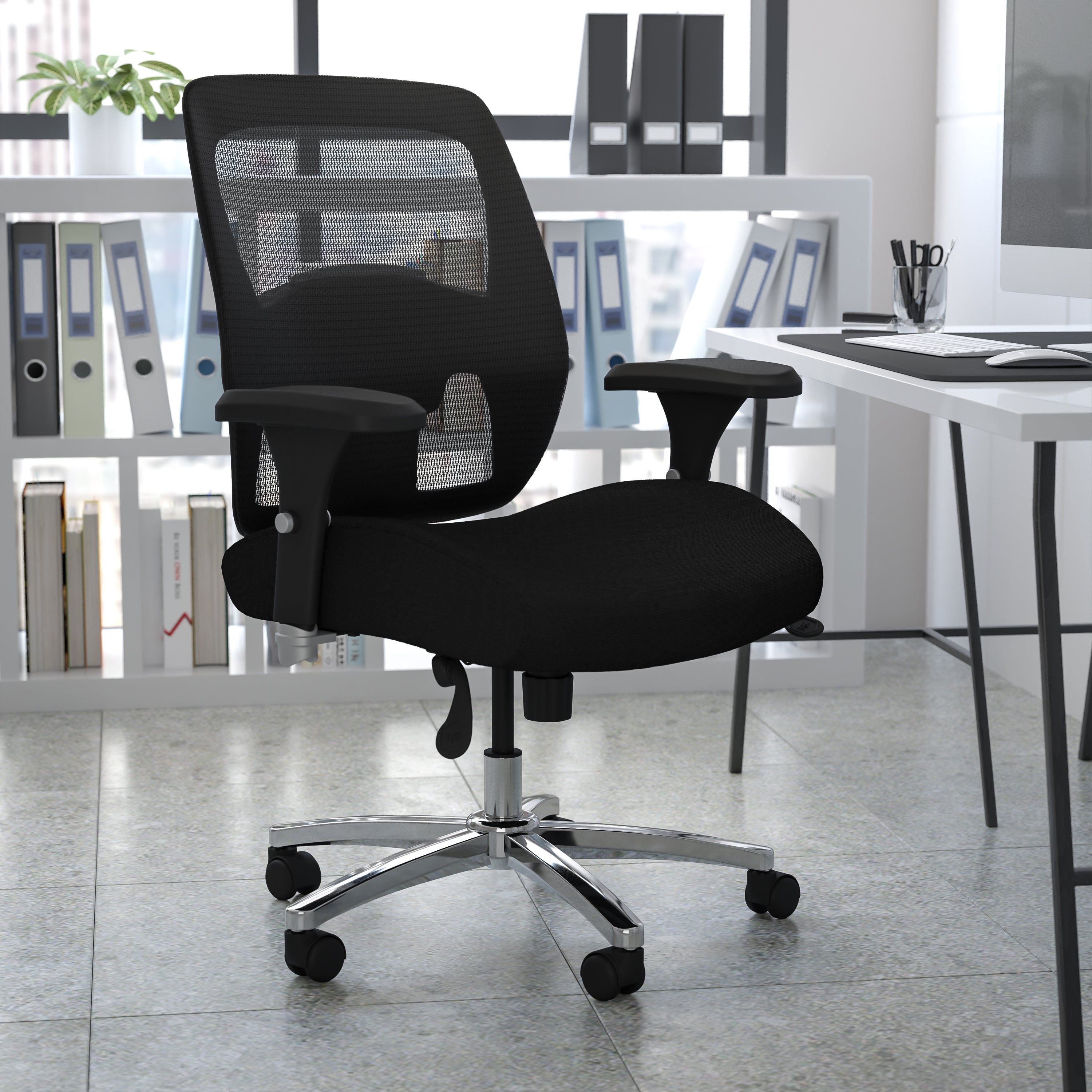HERCULES Series 24/7 Intensive Use Big & Tall 500 lb. Rated Black Mesh Executive Ergonomic Office Chair with Ratchet Back