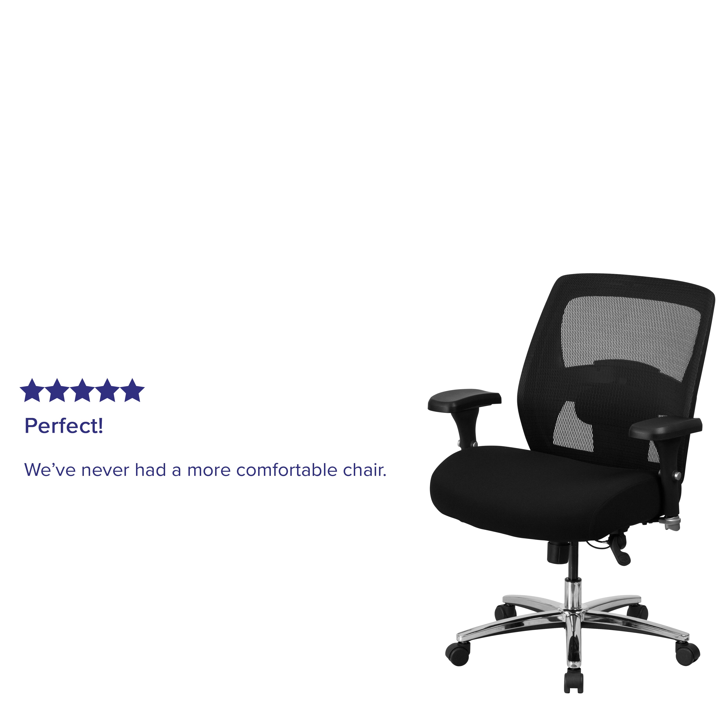 HERCULES Series 24/7 Intensive Use Big & Tall 500 lb. Rated Black Mesh Executive Ergonomic Office Chair with Ratchet Back