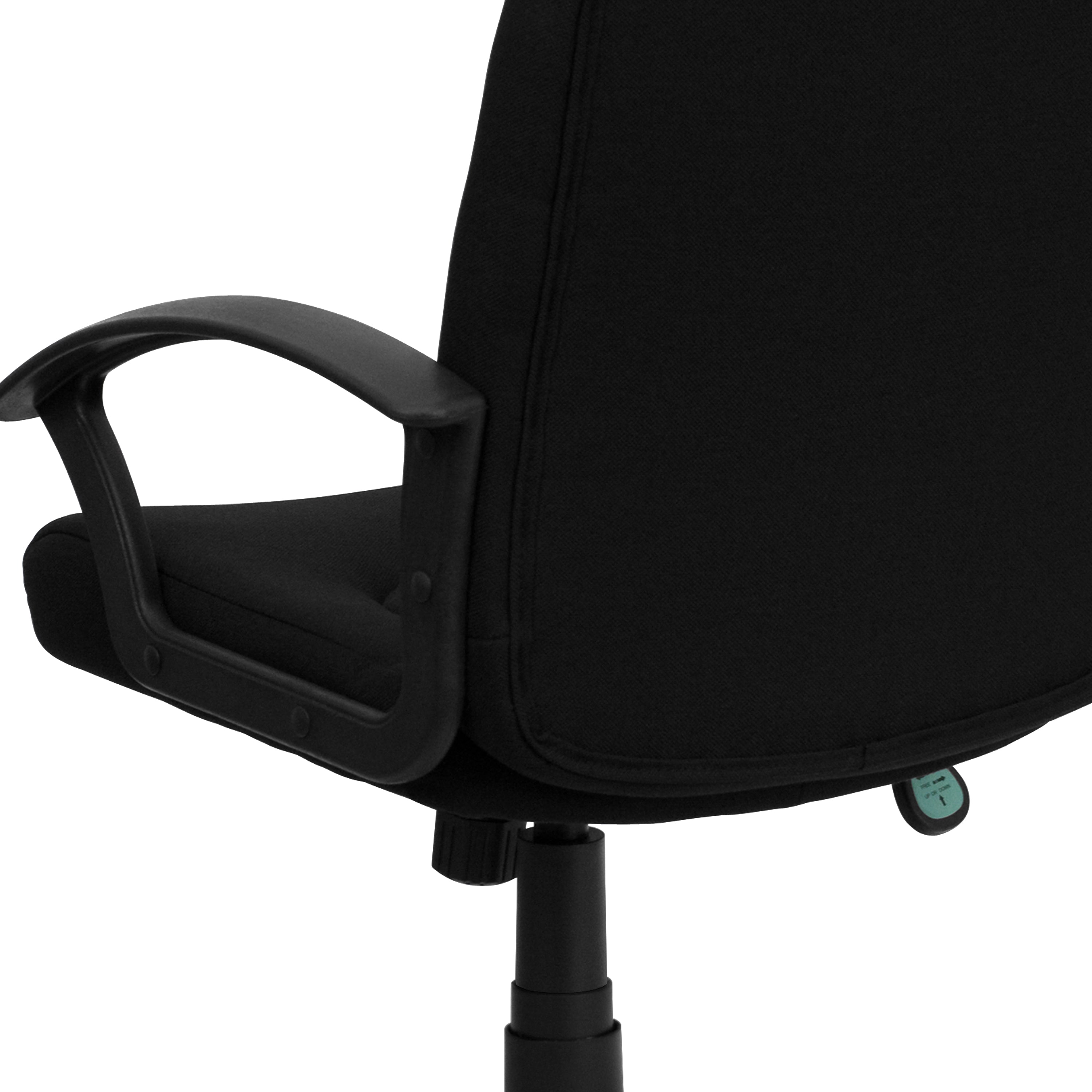 Garver Mid-Back Black Fabric Executive Swivel Office Chair with Nylon Arms