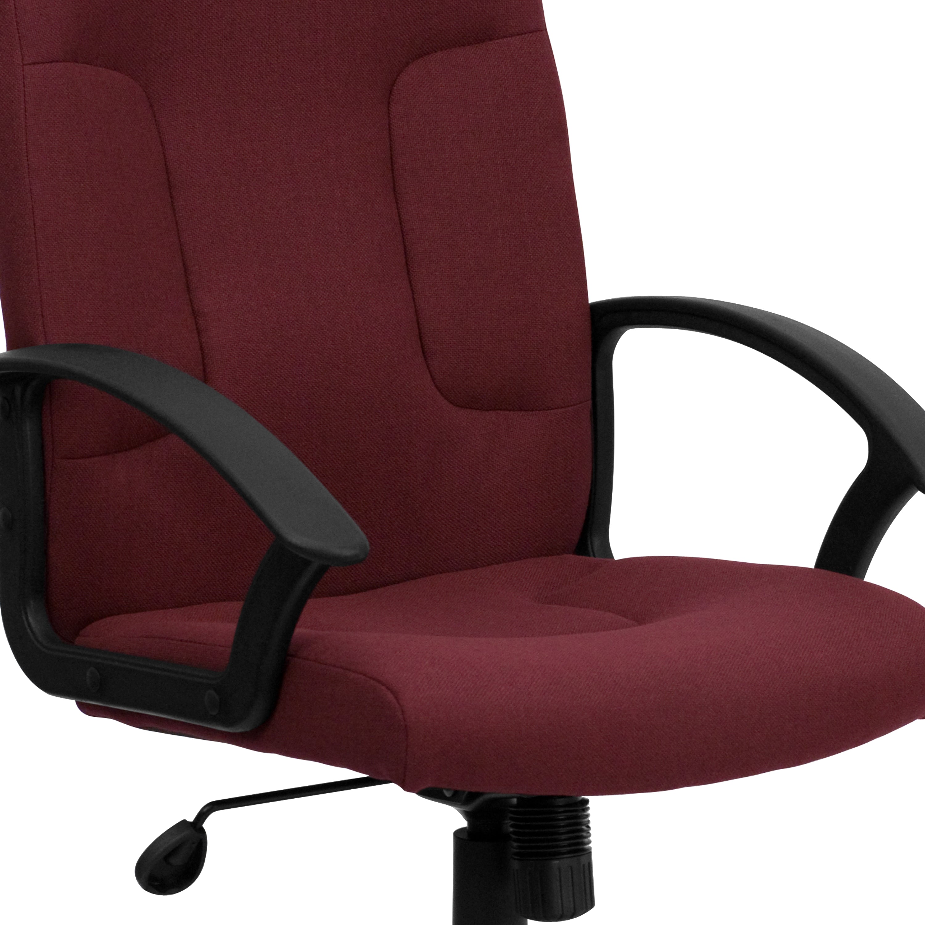 Garver Mid-Back Burgundy Fabric Executive Swivel Office Chair with Nylon Arms