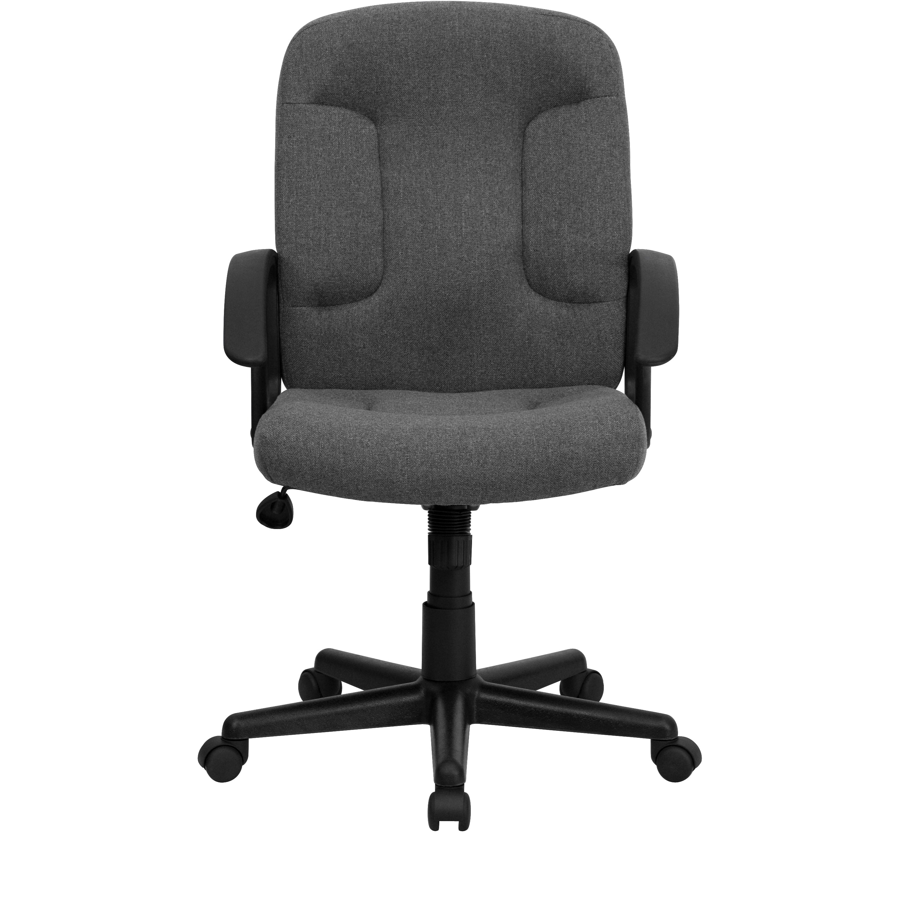 Garver Mid-Back Gray Fabric Executive Swivel Office Chair with Nylon Arms