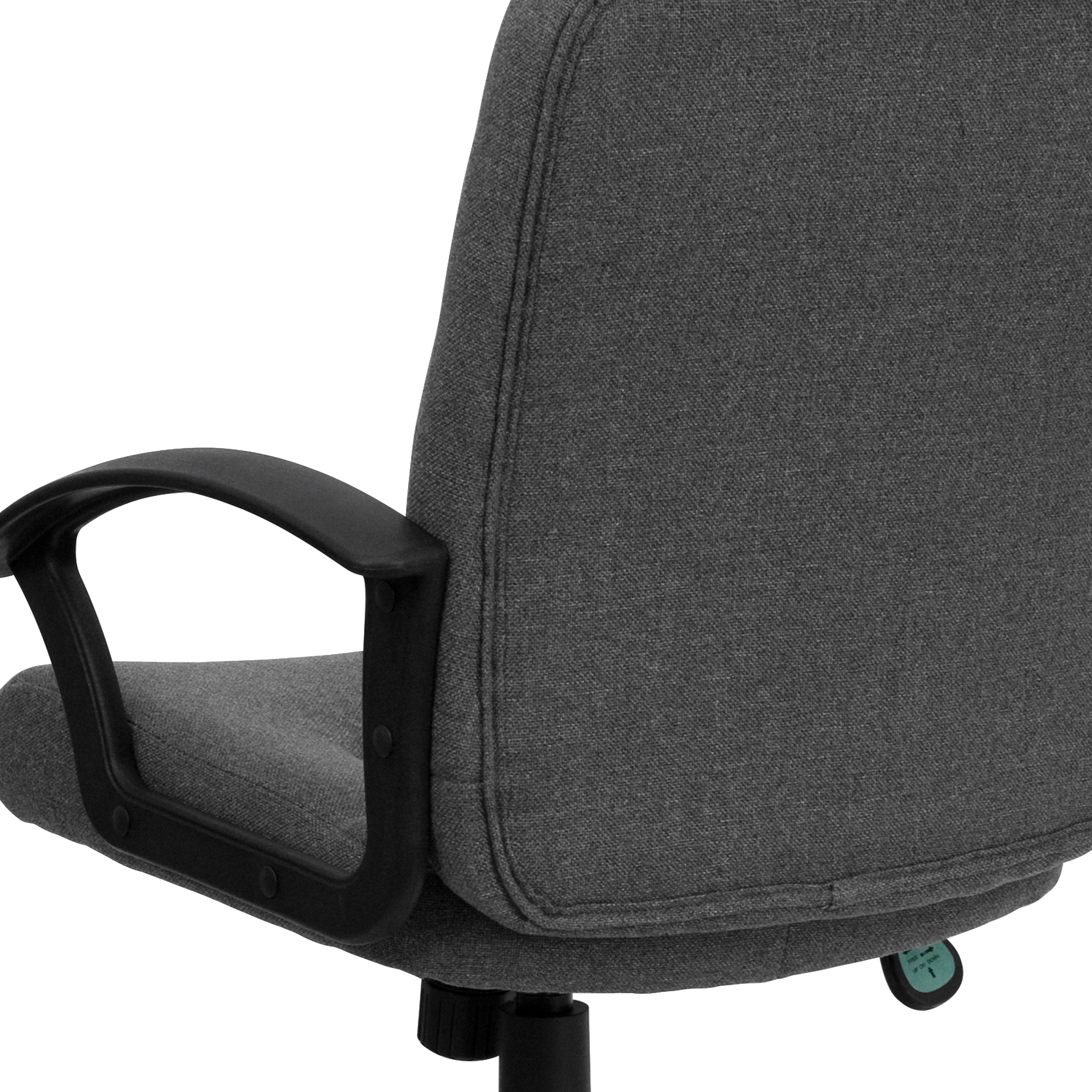 Garver Mid-Back Gray Fabric Executive Swivel Office Chair with Nylon Arms