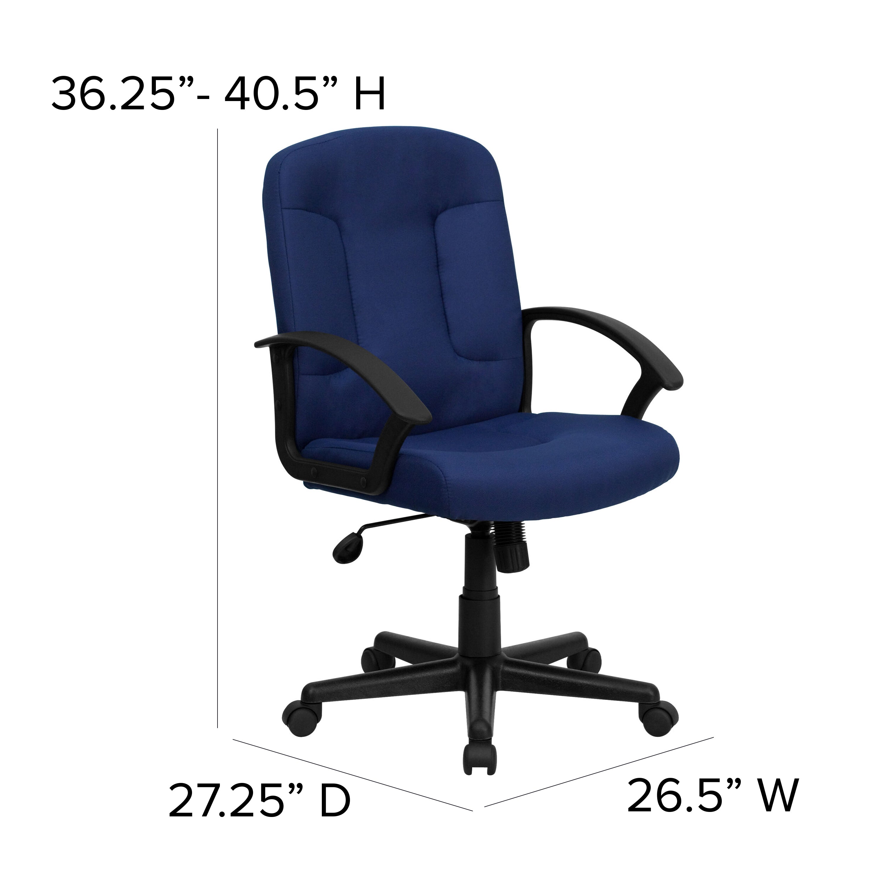 Garver Mid-Back Navy Fabric Executive Swivel Office Chair with Nylon Arms