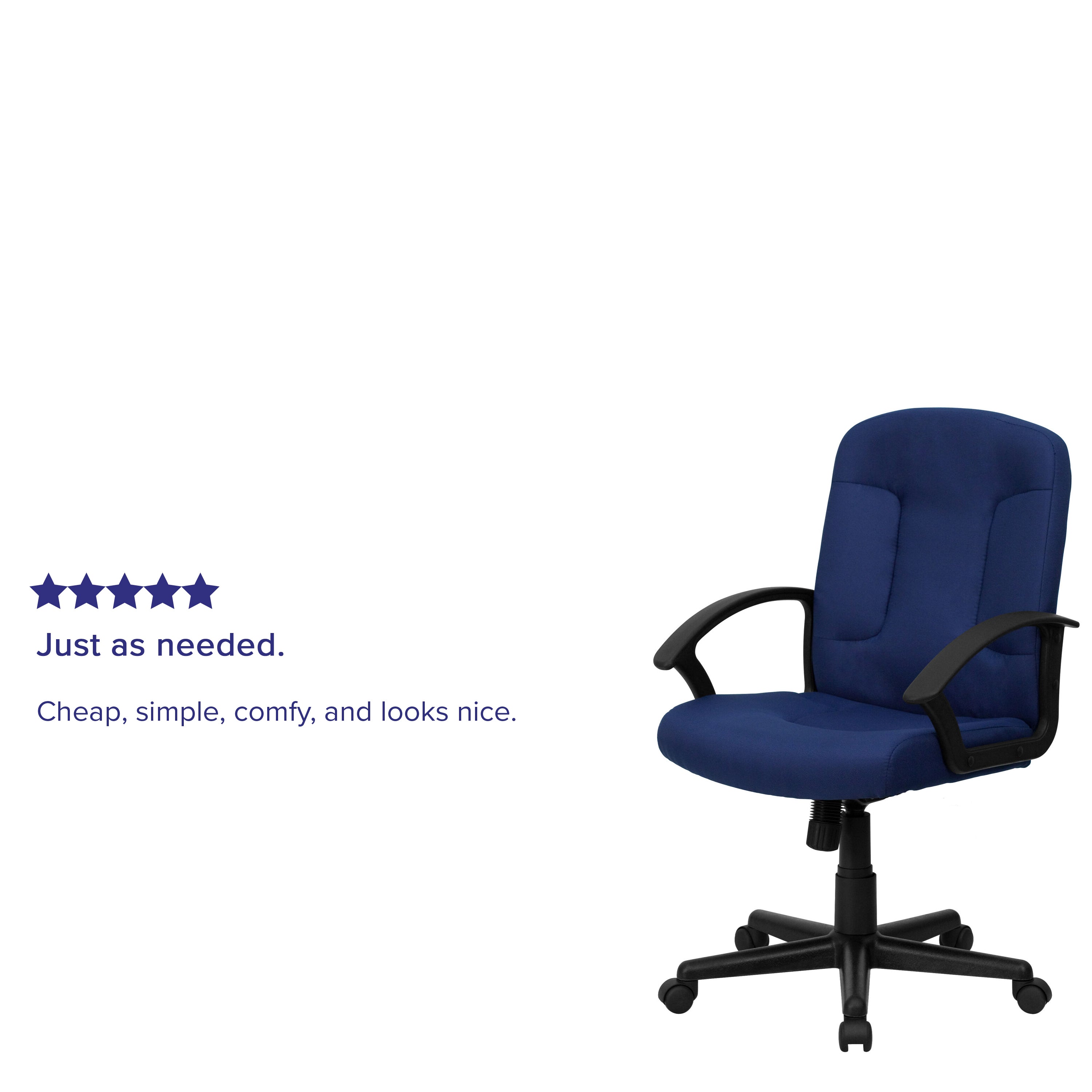 Garver Mid-Back Navy Fabric Executive Swivel Office Chair with Nylon Arms