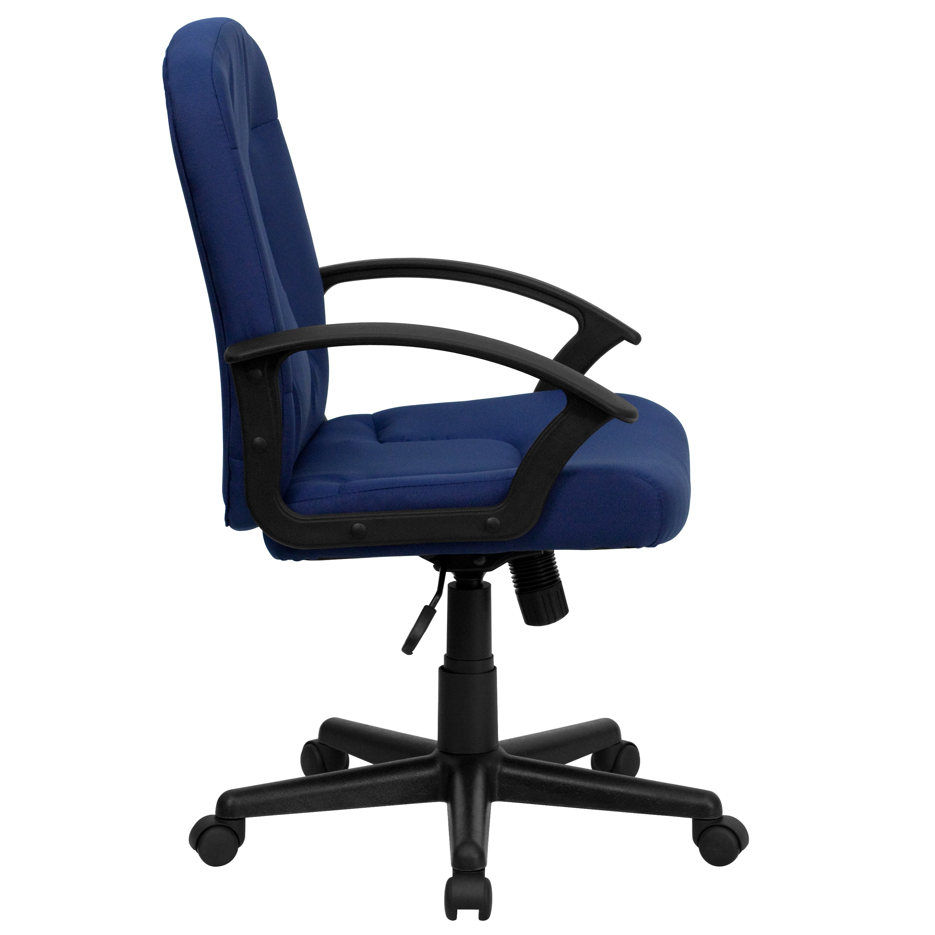 Garver Mid-Back Navy Fabric Executive Swivel Office Chair with Nylon Arms