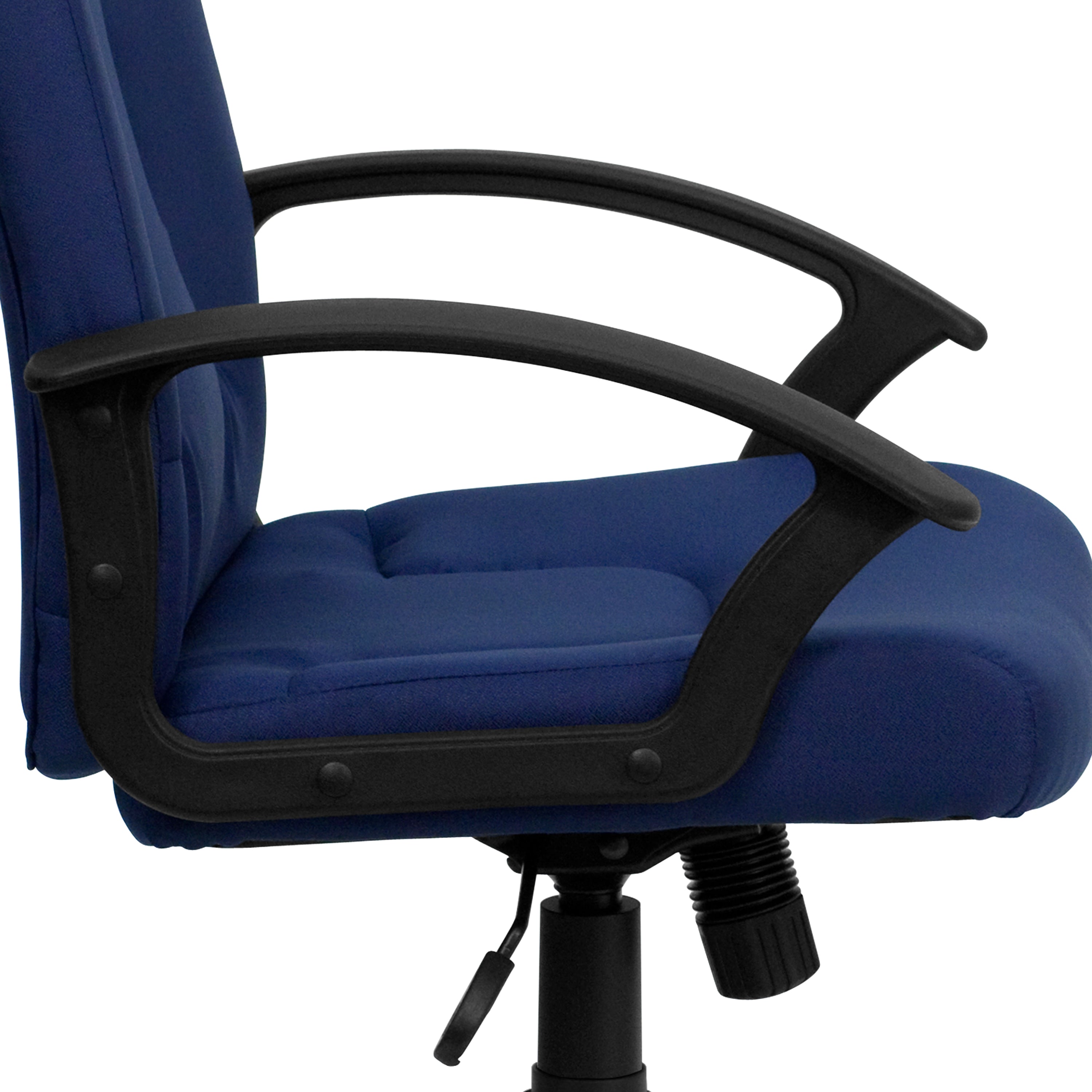 Garver Mid-Back Navy Fabric Executive Swivel Office Chair with Nylon Arms